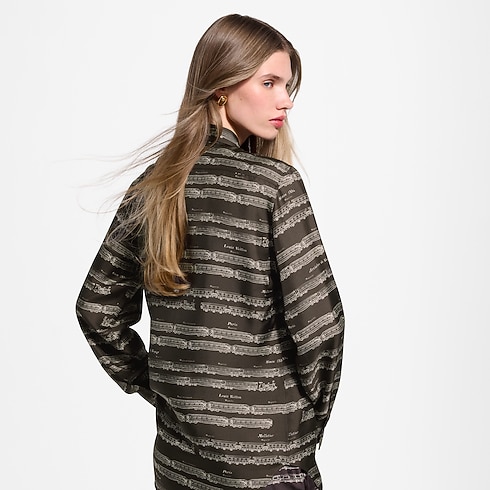 Camisa de seda con estampado de trenes Mujer Prêt-à-Porter Tops y camisas | LOUIS VUITTON (Zoom de producto)