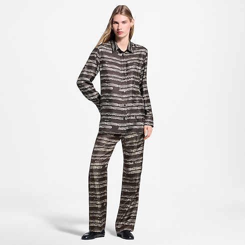 Camisa de seda con estampado de trenes Mujer Prêt-à-Porter Tops y camisas | LOUIS VUITTON (Zoom de producto)