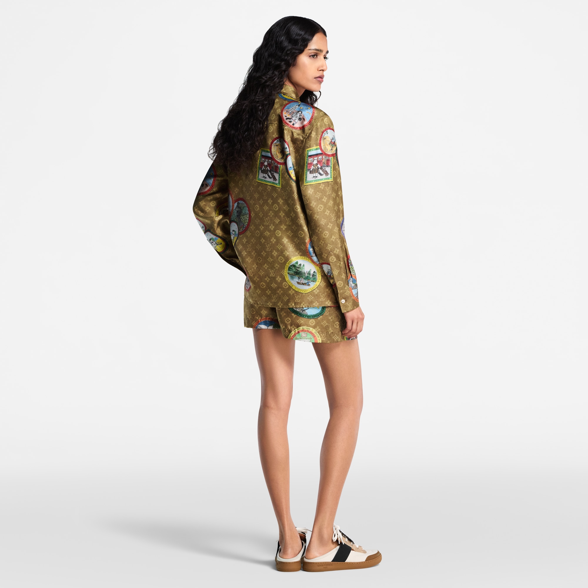 Camisa de seda Monogram con sellos de gatos  Mujer Prêt-à-Porter Tops | LOUIS VUITTON (Zoom de producto)