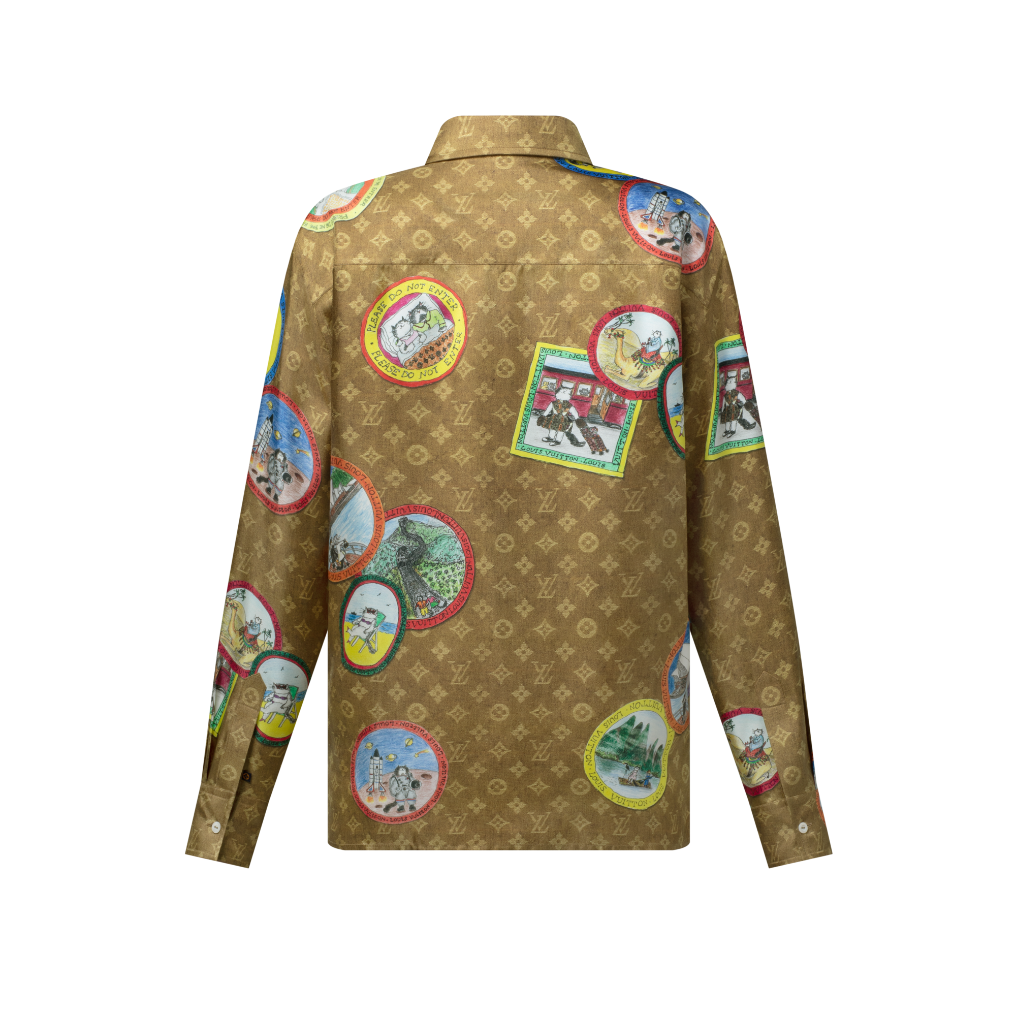 Camisa de seda Monogram con sellos de gatos  Mujer Prêt-à-Porter Tops | LOUIS VUITTON (Zoom de producto)