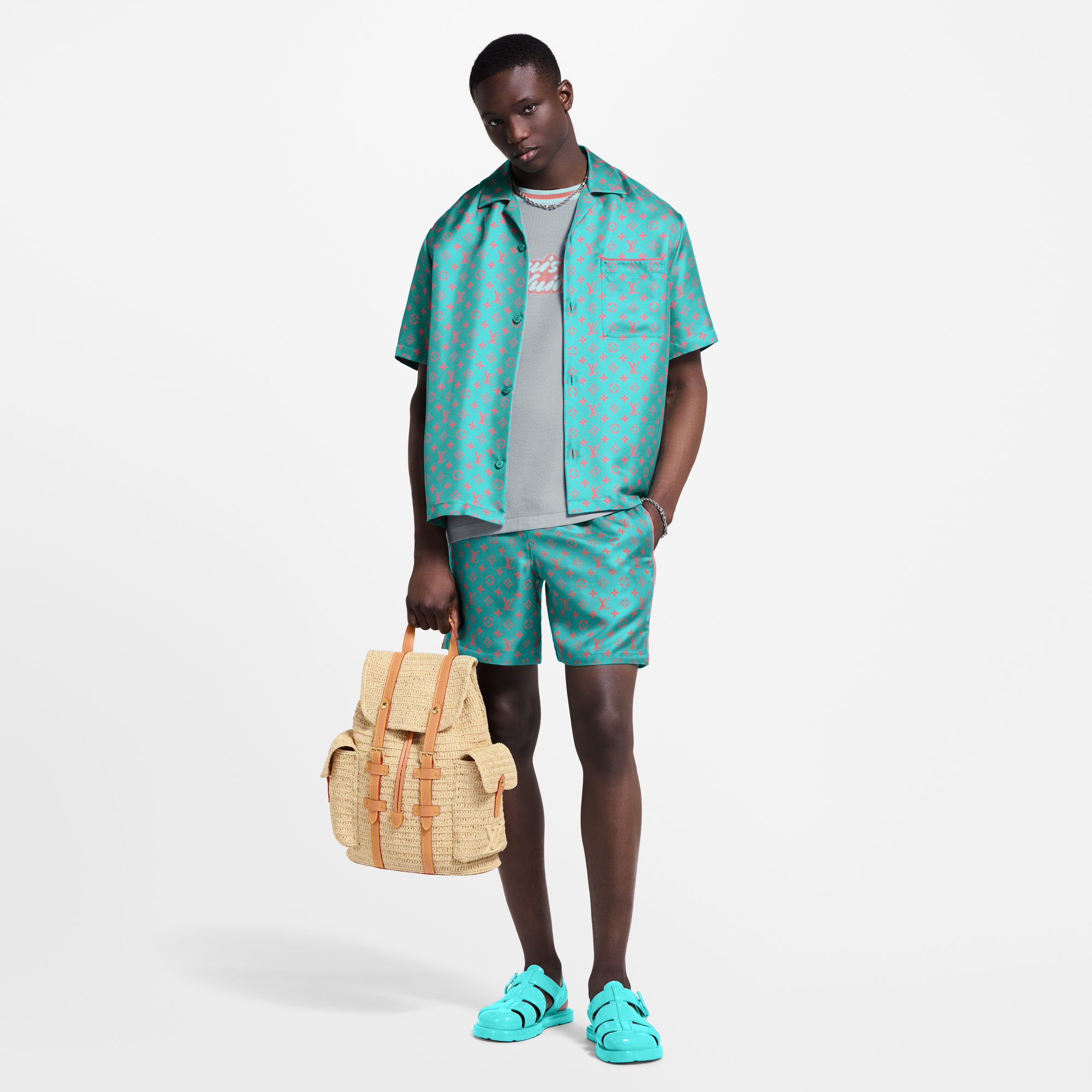 Camisa Monogram de manga corta en seda  Hombre Prêt-à-Porter Camisas | LOUIS VUITTON (Zoom de producto)
