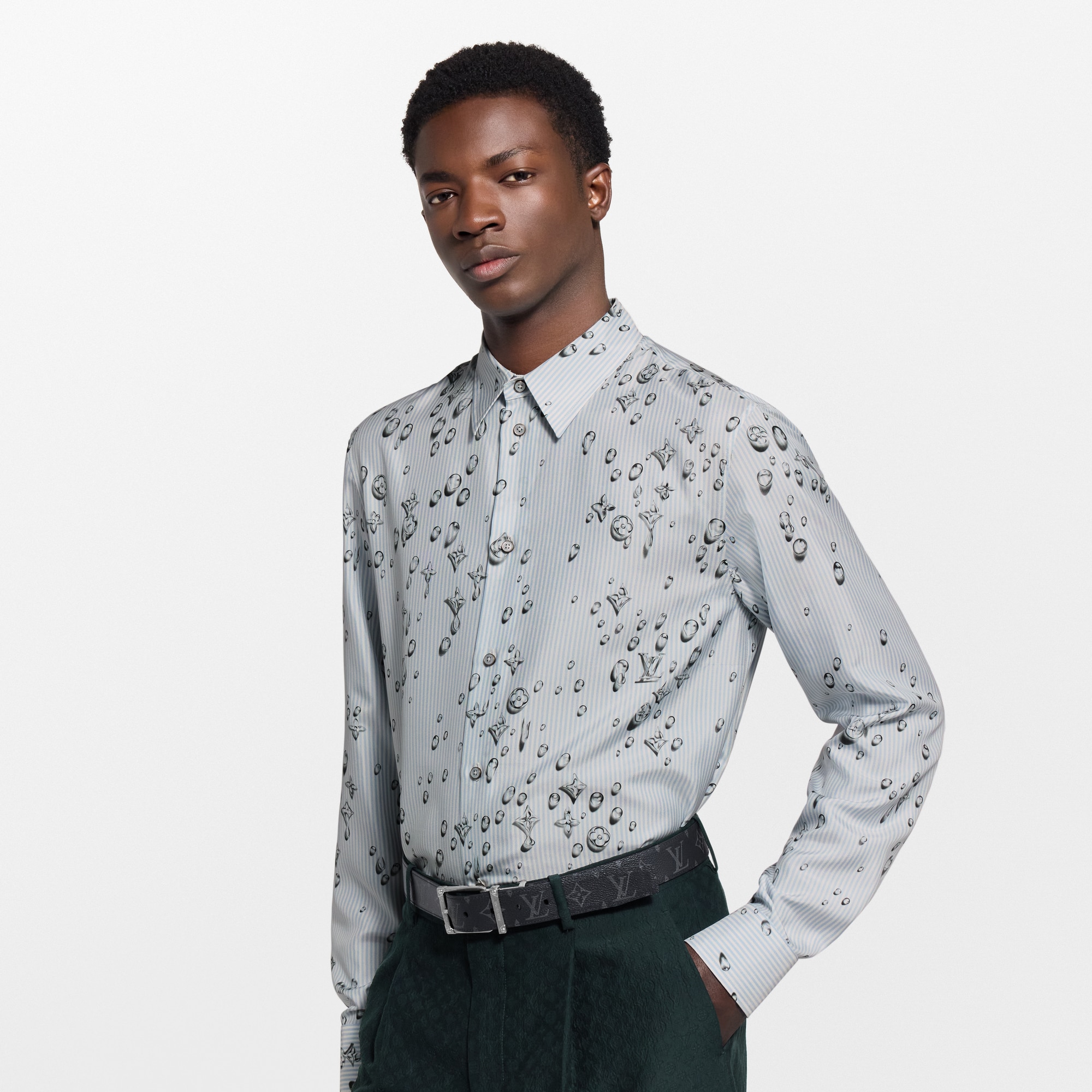 Camisa Monogram de seda a rayas  Hombre Prêt-à-Porter Camisas | LOUIS VUITTON (Zoom de producto)