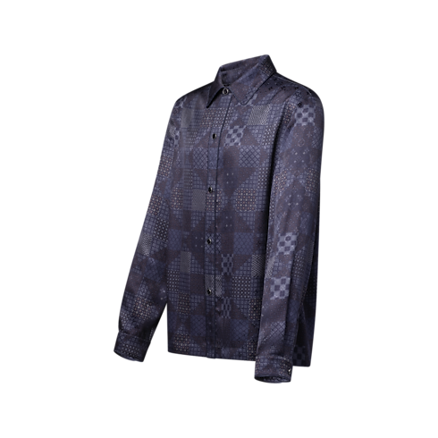 Camisa tipo pijama Damier en mezcla de seda Hombre Novedades Hombre } | LOUIS VUITTON (Zoom de producto)
