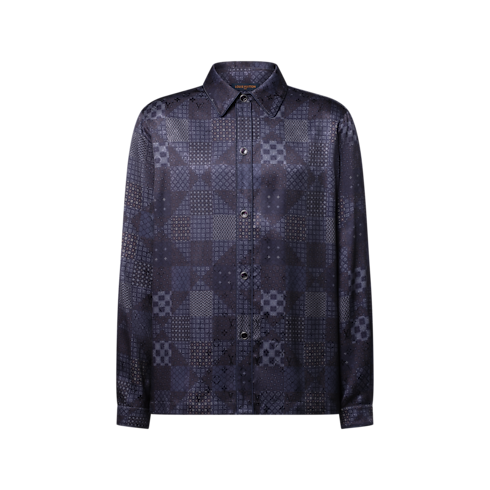Camisa tipo pijama Damier en mezcla de seda Hombre Novedades Hombre } | LOUIS VUITTON (Zoom de producto)