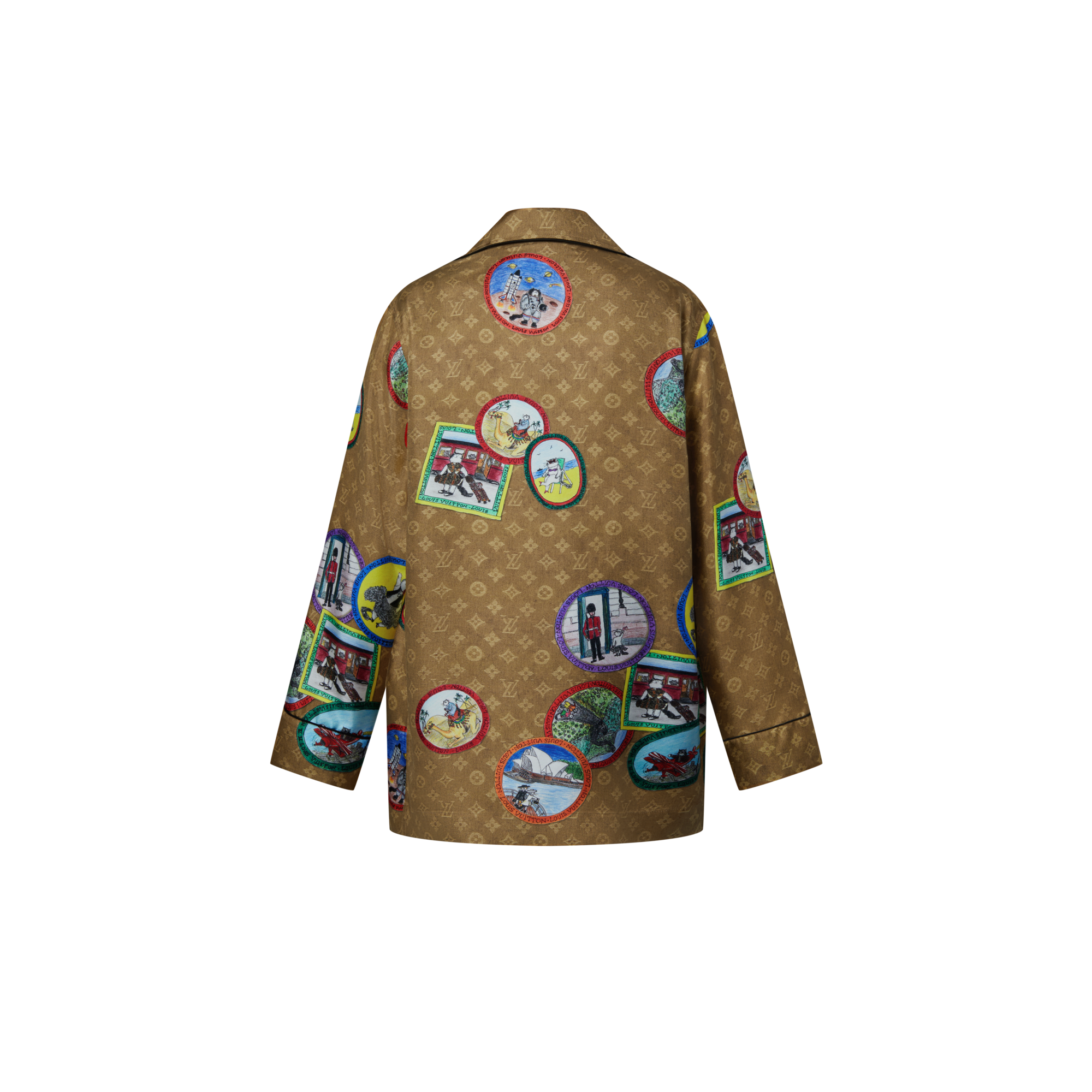 Camisa tipo pijama Monogram con sellos de gatos  Mujer Prêt-à-Porter Tops | LOUIS VUITTON (Zoom de producto)