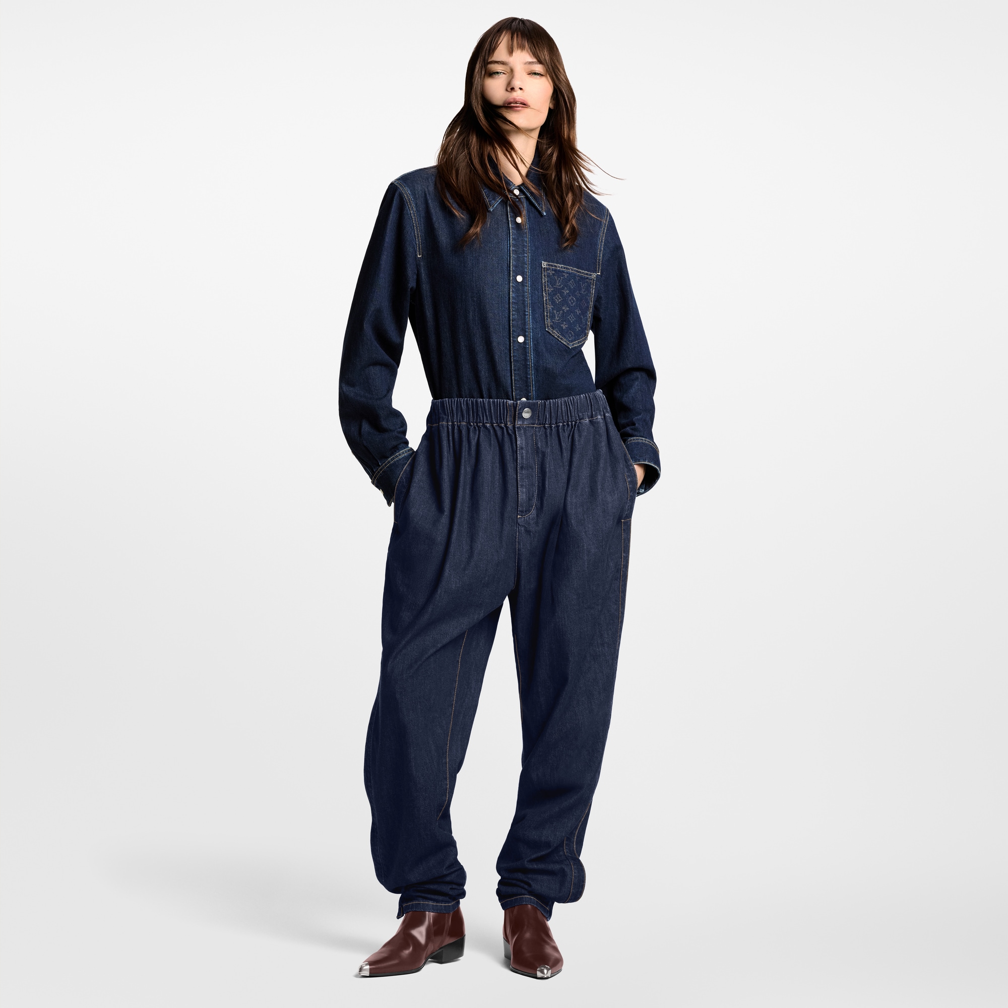 Camisa vaquera con bolsillo Monogram  Mujer Prêt-à-Porter Tops | LOUIS VUITTON (Zoom de producto)