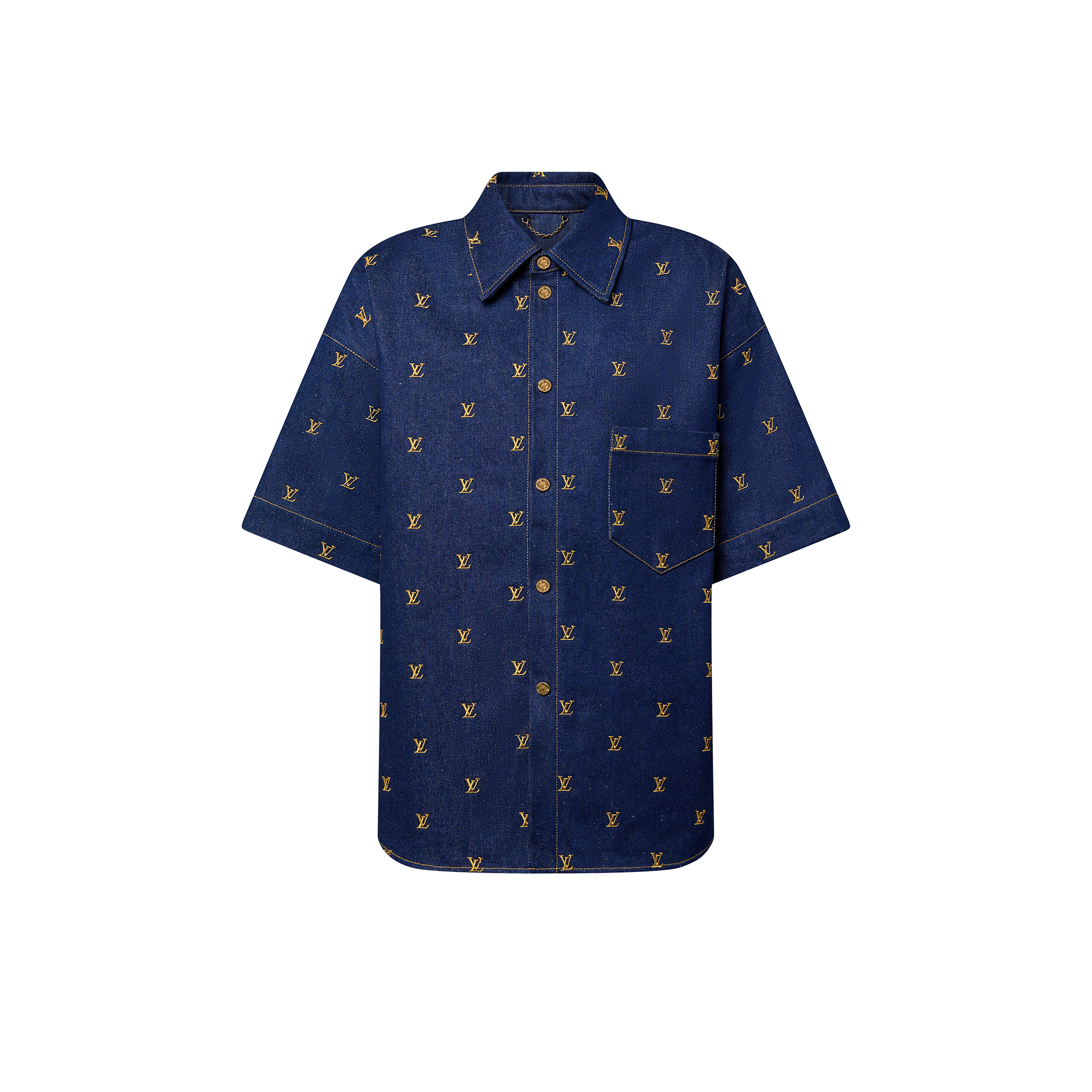 Camisa vaquera de manga corta bordada  Hombre Prêt-à-Porter Camisas | LOUIS VUITTON (Zoom de producto)