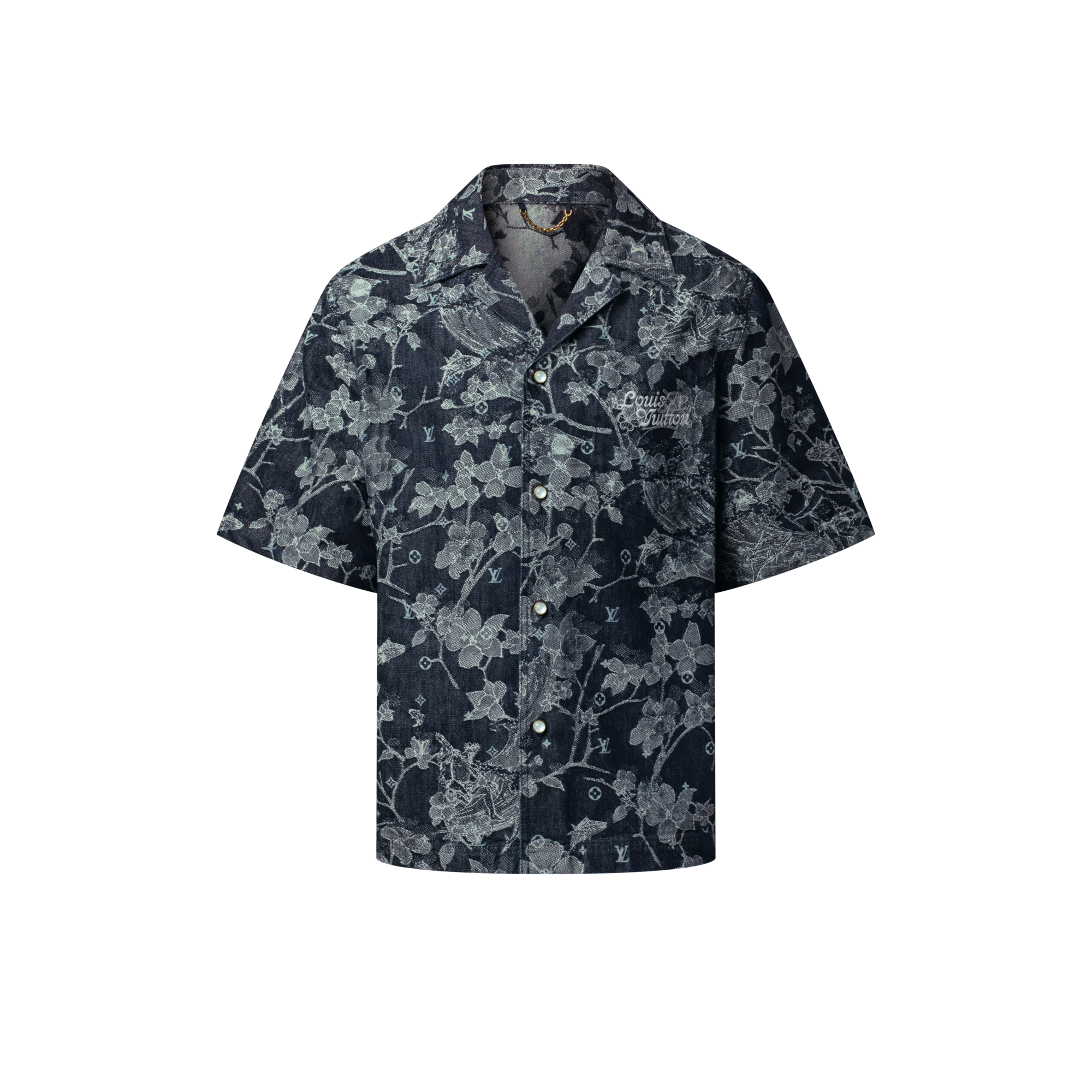 Camisa vaquera de manga corta en Jacquard  Hombre Prêt-à-Porter Camisas | LOUIS VUITTON (Zoom de producto)