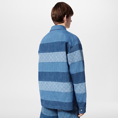 Camisa vaquera de manga larga con patchwork Hombre Prêt-à-Porter Camisetas y polos | LOUIS VUITTON (Zoom de producto)