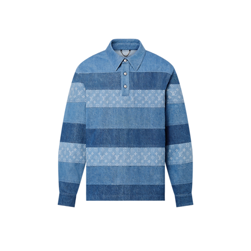 Camisa vaquera de manga larga con patchwork Hombre Prêt-à-Porter Camisetas y polos | LOUIS VUITTON (Zoom de producto)