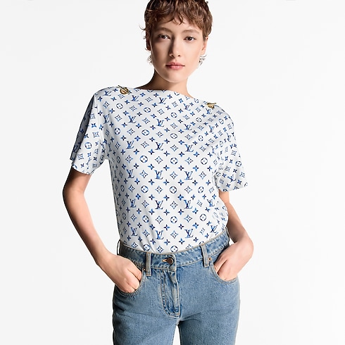 Camiseta Aquarelle Monogram con ojales Mujer Prêt-à-Porter Tops | LOUIS VUITTON (Zoom de producto)