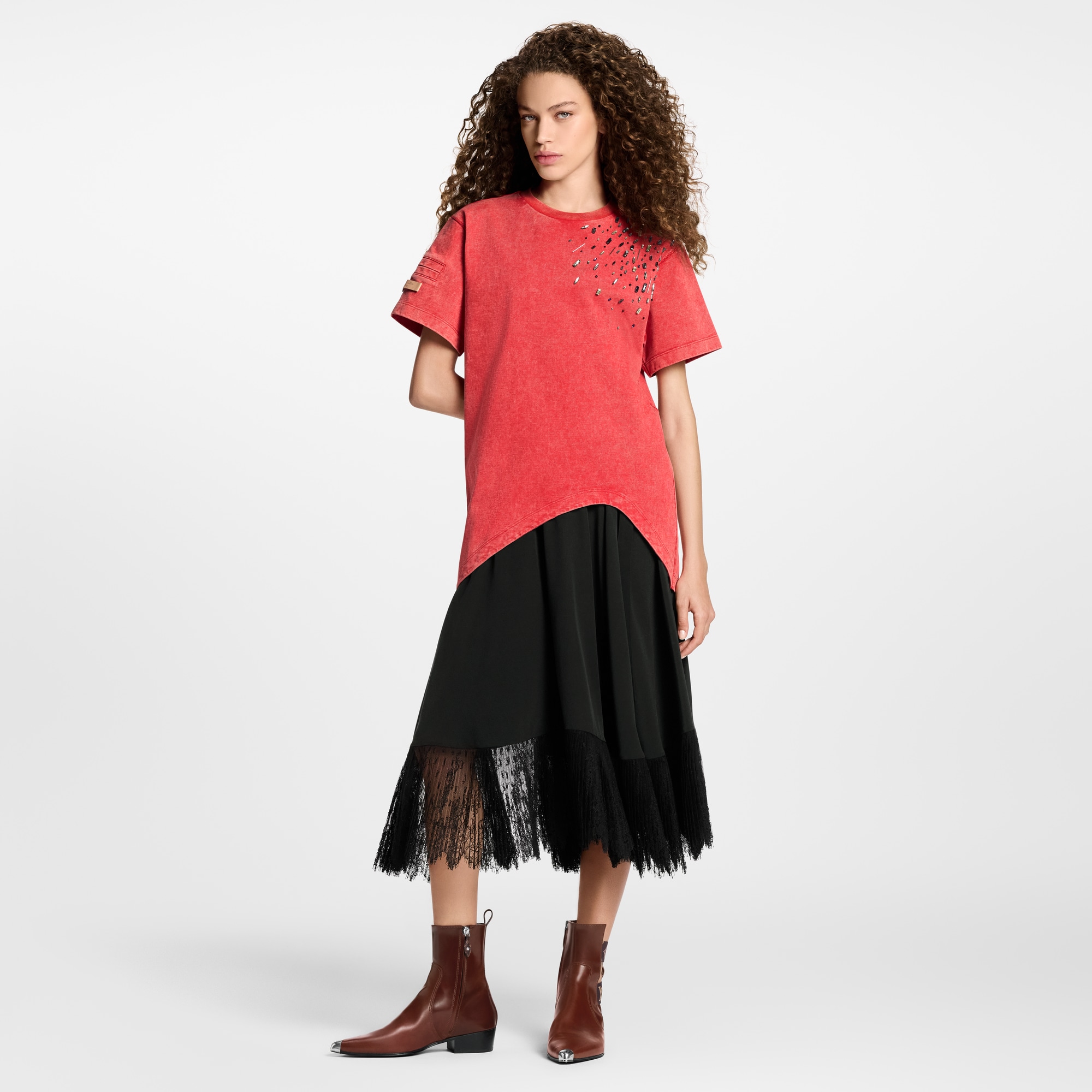 Camiseta con bajo curvo y cuentas  Mujer Prêt-à-Porter Tops | LOUIS VUITTON (Zoom de producto)