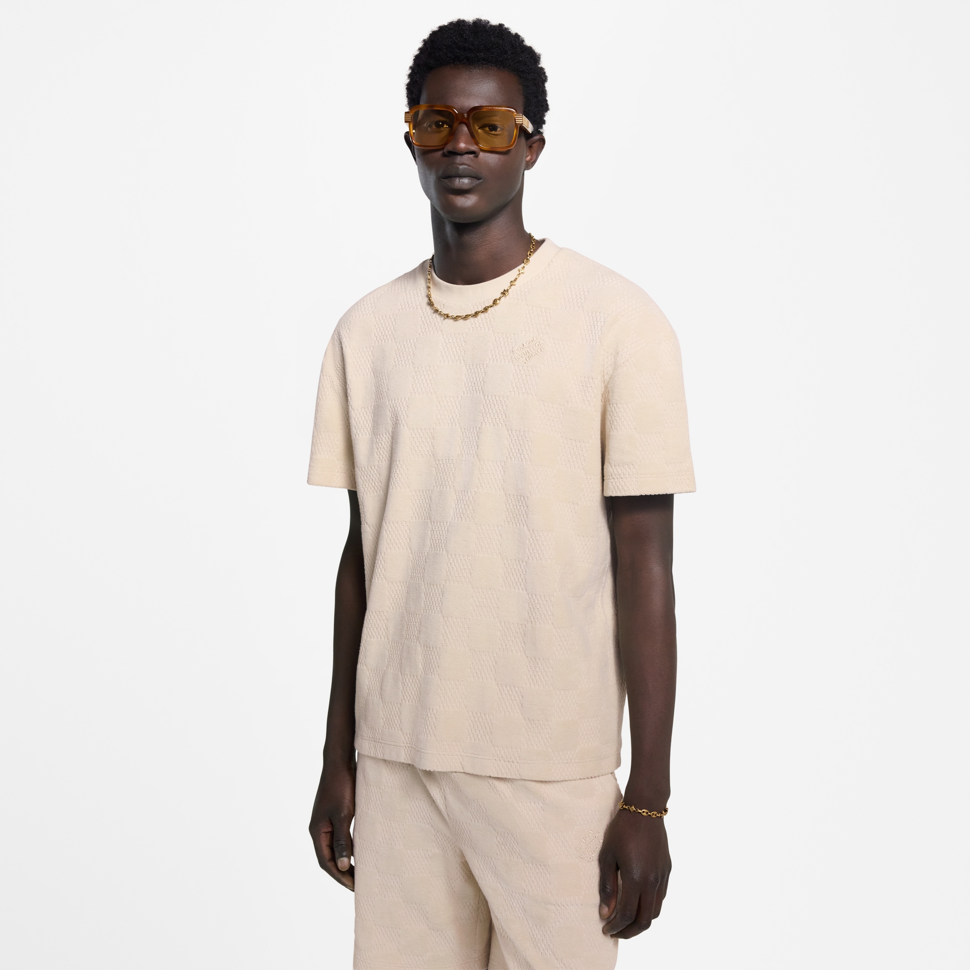 Camiseta Damier de felpa francesa  Hombre Prêt-à-Porter Camisetas y polos | LOUIS VUITTON (Zoom de producto)