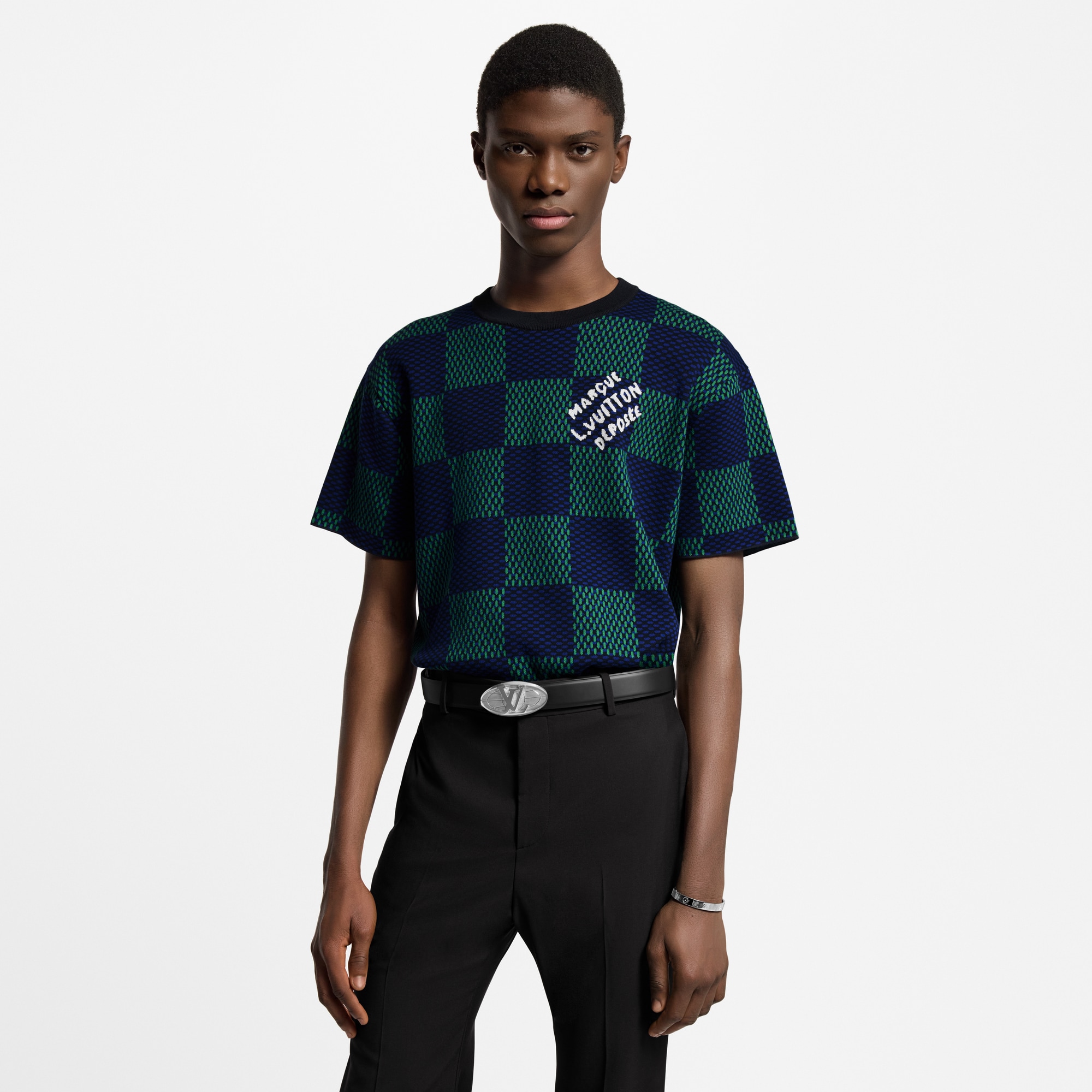 Camiseta Damier de manga corta en algodón  Hombre Prêt-à-Porter Todo Prêt-à-Porter | LOUIS VUITTON (Zoom de producto)