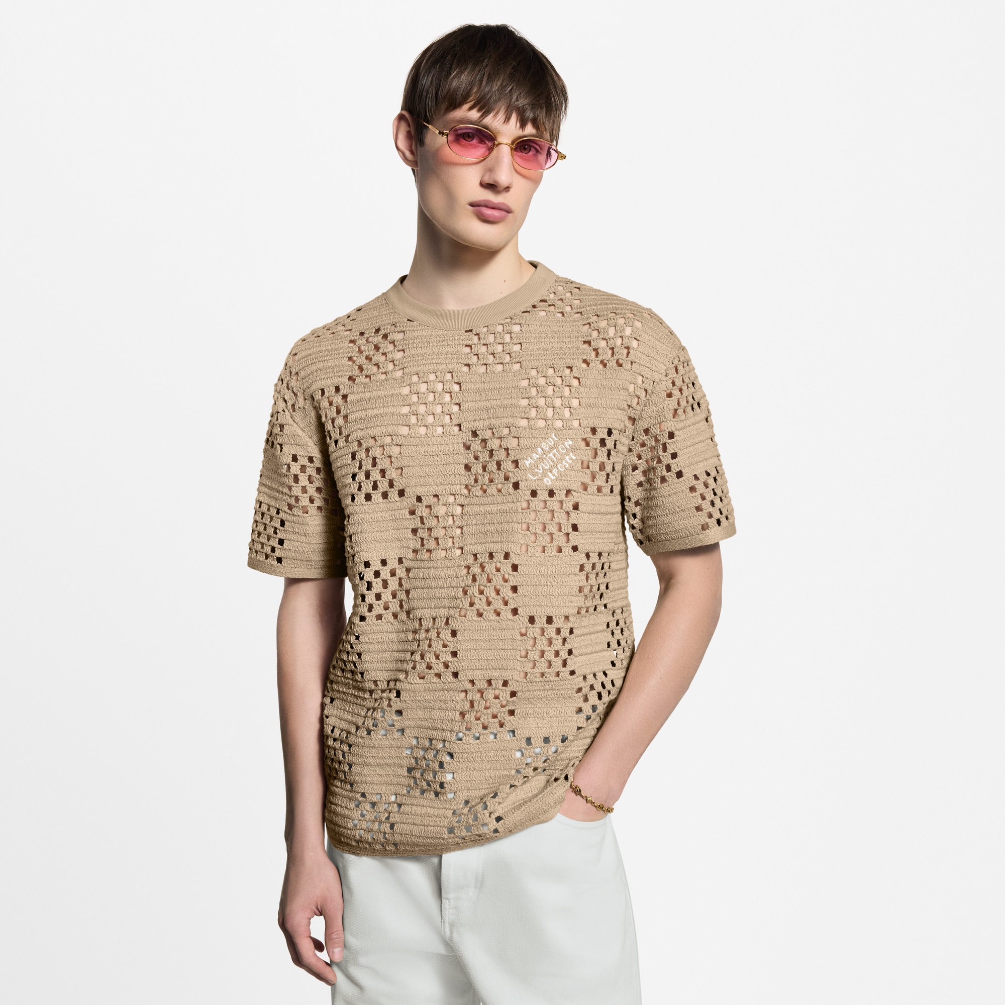 Camiseta Damier de rafia  Hombre Prêt-à-Porter Camisetas y polos | LOUIS VUITTON (Zoom de producto)