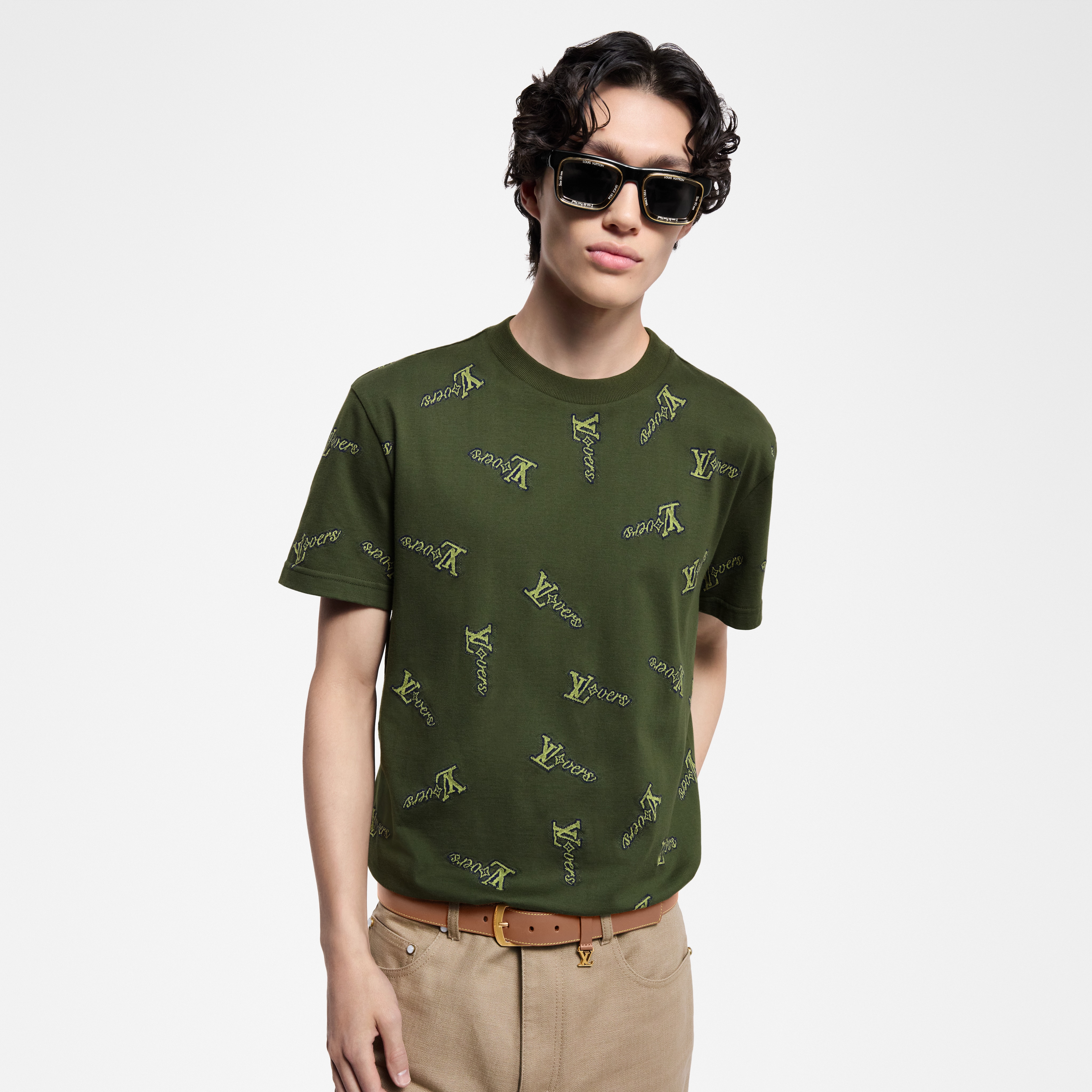Camiseta de algodón con motivo en Jacquard  Hombre Prêt-à-Porter Camisetas y polos | LOUIS VUITTON (Zoom de producto)