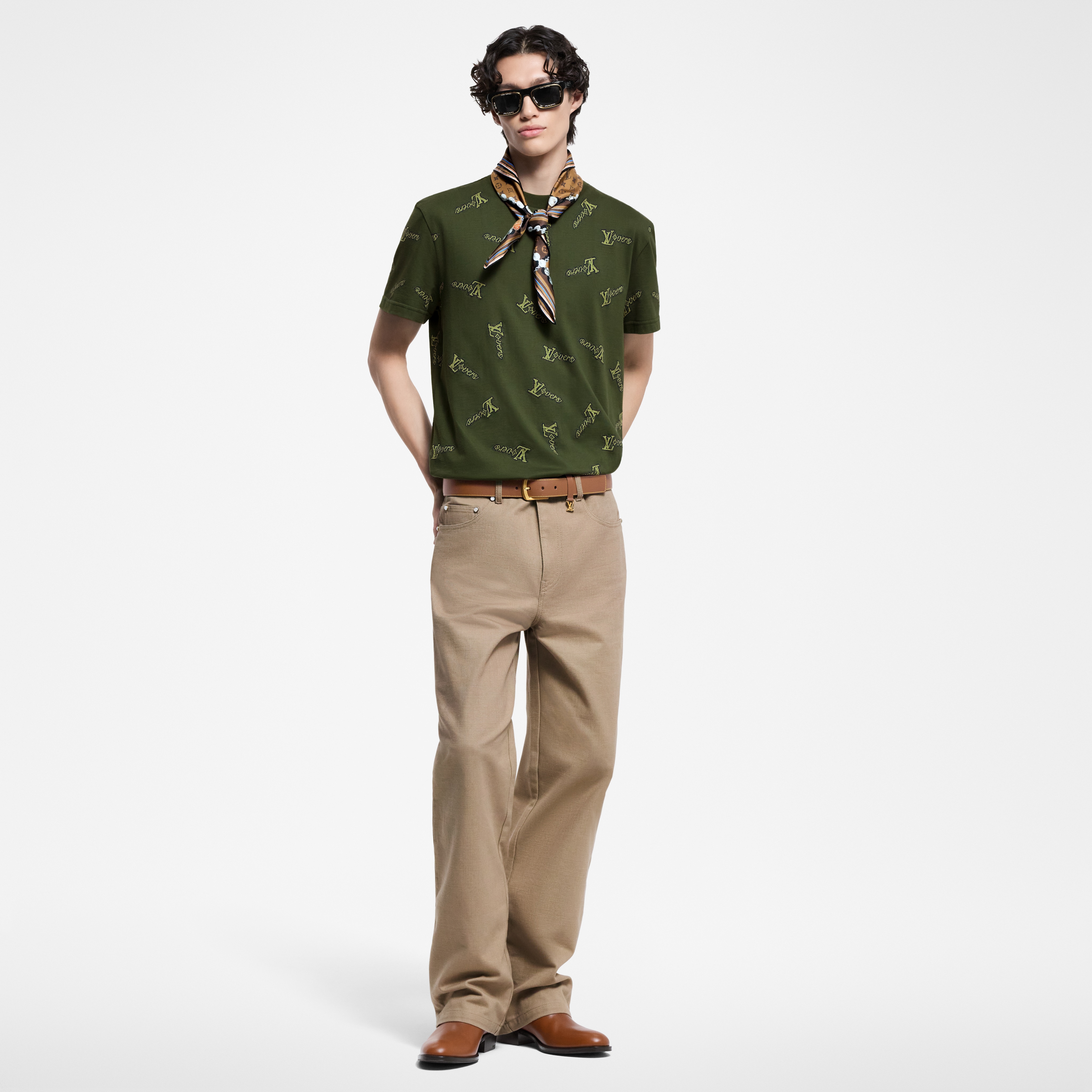 Camiseta de algodón con motivo en Jacquard  Hombre Prêt-à-Porter Camisetas y polos | LOUIS VUITTON (Zoom de producto)