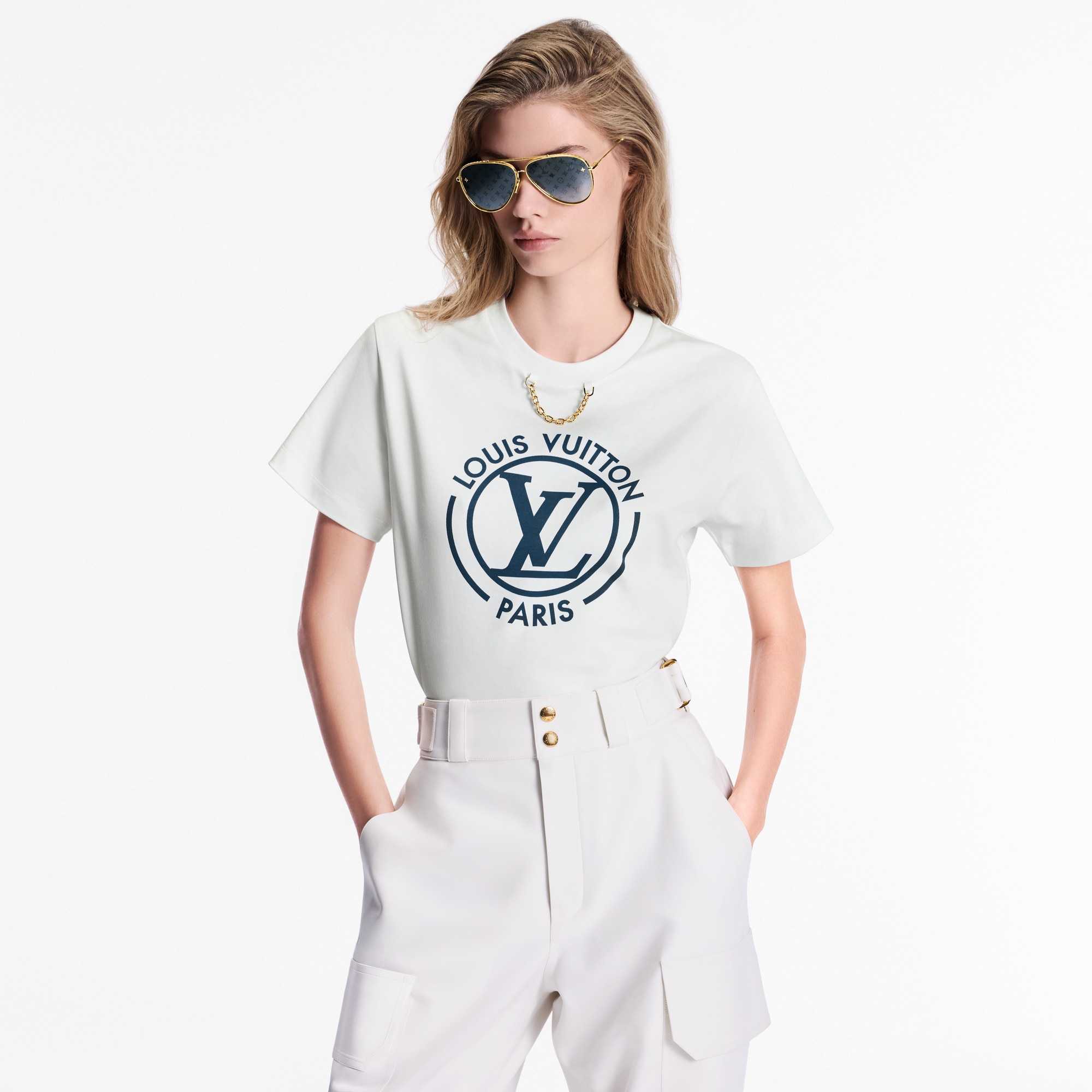 Camiseta LV flocada  Mujer Prêt-à-Porter Tops | LOUIS VUITTON (Zoom de producto)