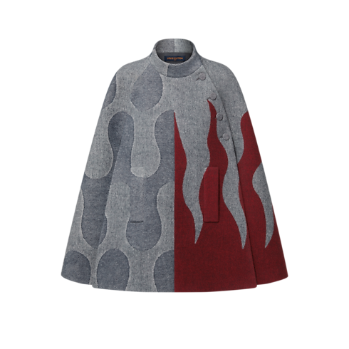 Capa con motivo de llamas en Jacquard Mujer Prêt-à-Porter Abrigos y chaquetas | LOUIS VUITTON (Zoom de producto)