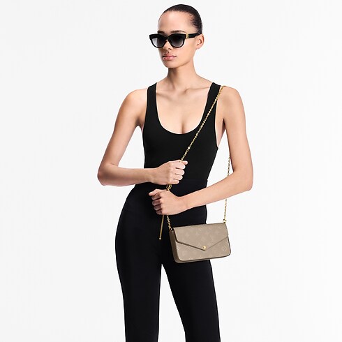 Cartera de mano Félicie Piel Monogram Empreinte Mujer Carteras y pequeña marroquinería Carteras con cadena y mini bolsos | LOUIS VUITTON (Zoom de producto)