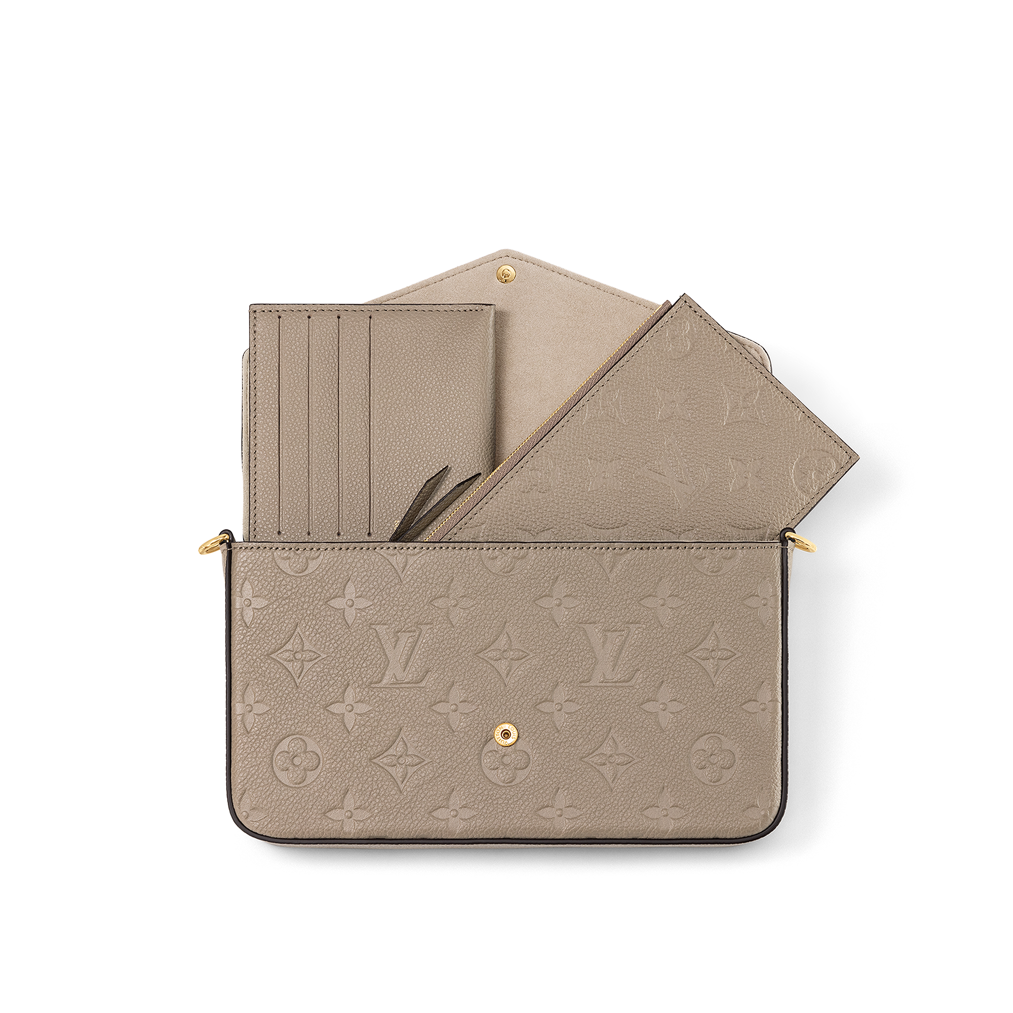Cartera de mano Félicie Piel Monogram Empreinte Mujer Carteras y pequeña marroquinería Carteras con cadena y mini bolsos | LOUIS VUITTON (Zoom de producto)