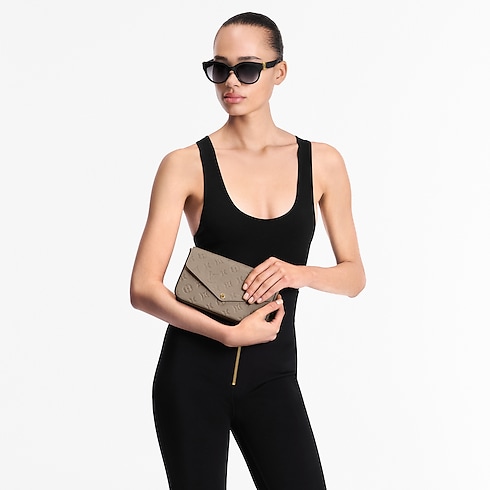 Cartera de mano Félicie Piel Monogram Empreinte Mujer Carteras y pequeña marroquinería Carteras con cadena y mini bolsos | LOUIS VUITTON (Zoom de producto)