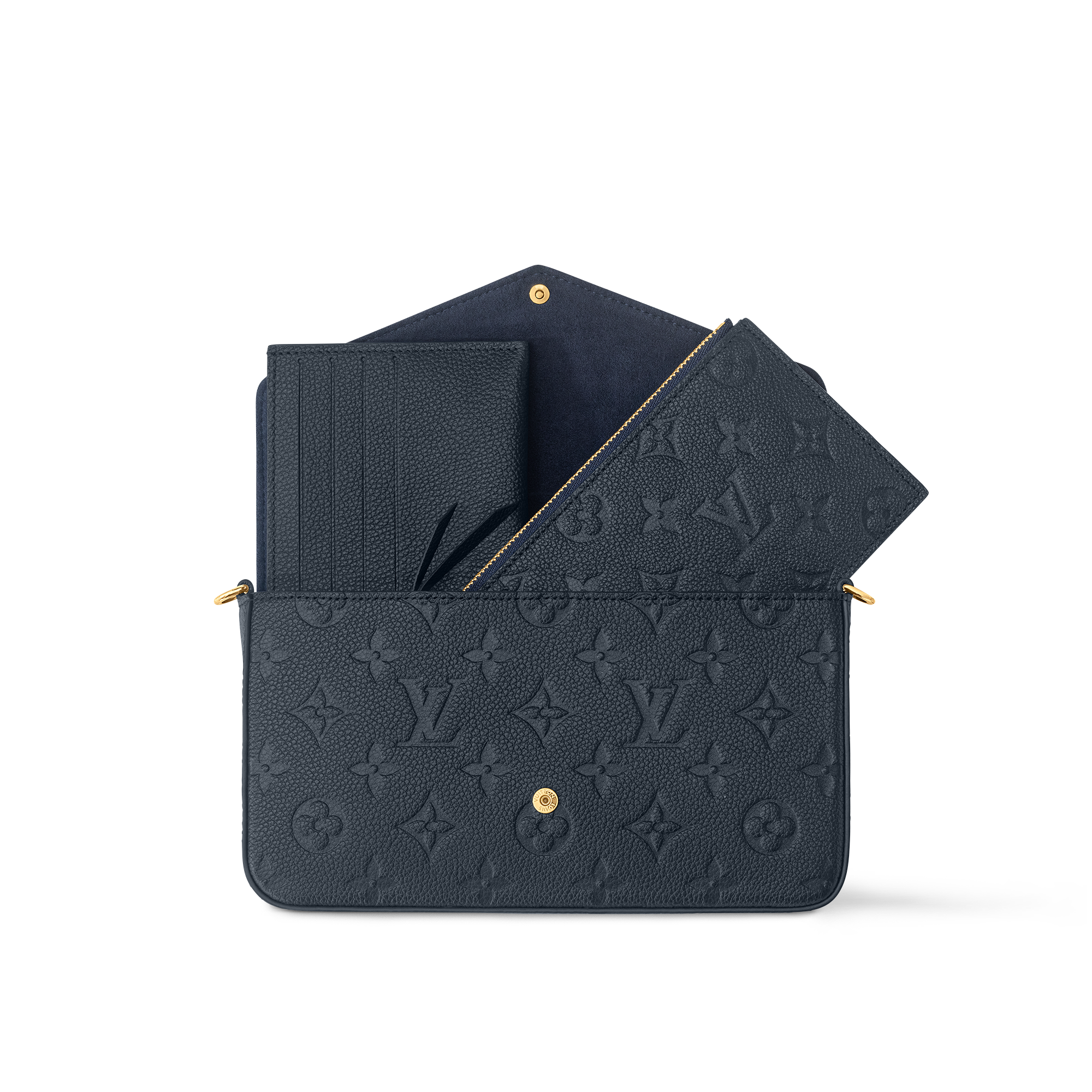Cartera de mano Félicie Piel Monogram Empreinte Mujer Carteras y pequeña marroquinería Carteras con cadena y mini bolsos | LOUIS VUITTON (Zoom de producto)