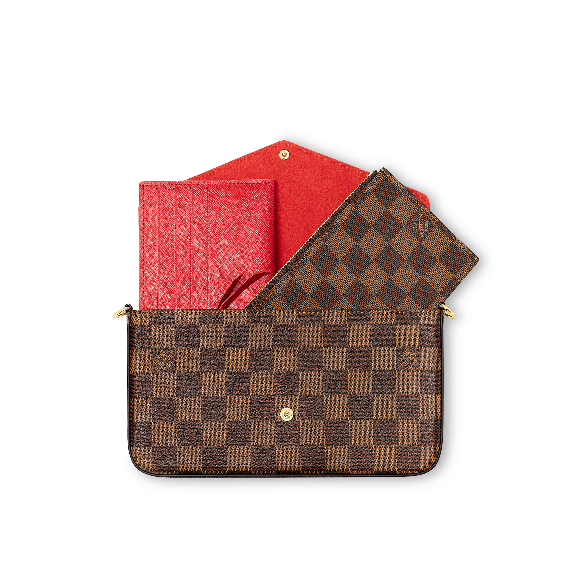 Cartera de mano Félicie Lona Damier Ebène Mujer Carteras y pequeña marroquinería Carteras con cadena y mini bolsos | LOUIS VUITTON (Zoom de producto)