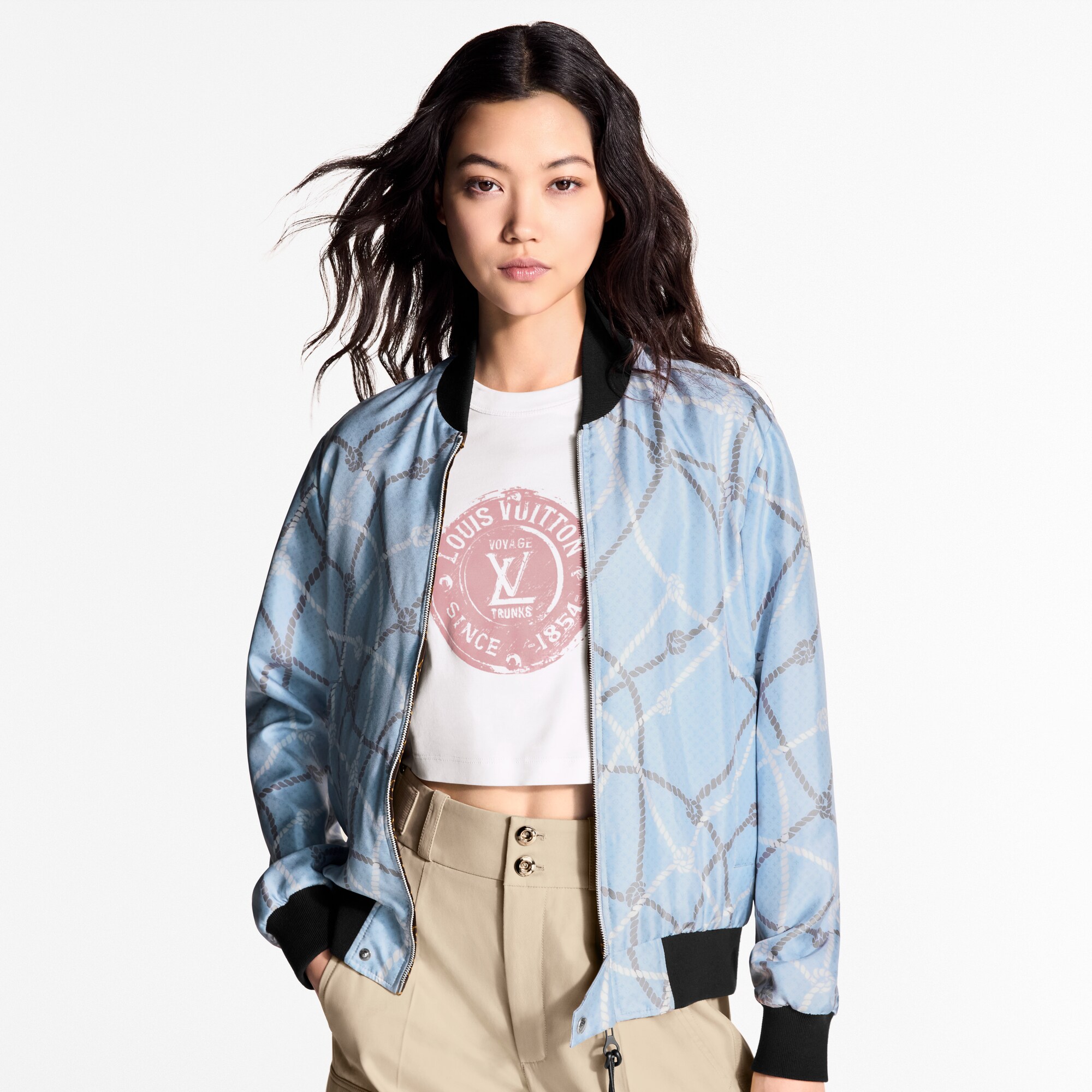 Cazadora bomber reversible con motivo de cuerdas  Mujer Prêt-à-Porter Abrigos y chaquetas | LOUIS VUITTON (Zoom de producto)