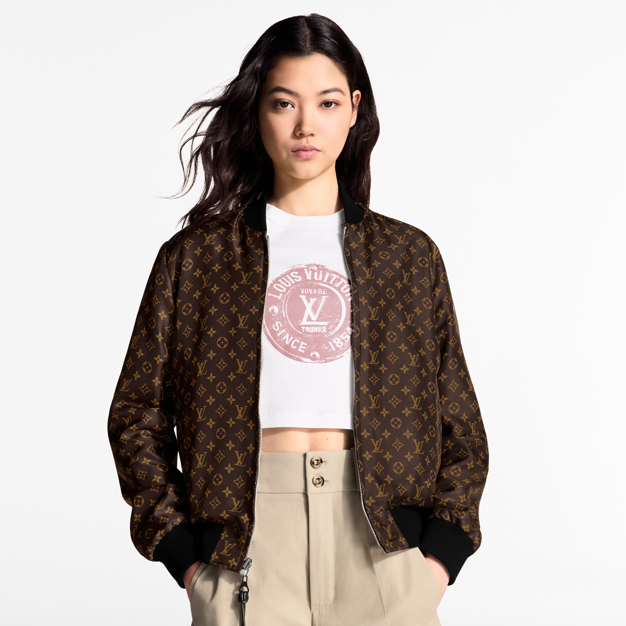 Cazadora bomber reversible con motivo de cuerdas  Mujer Prêt-à-Porter Abrigos y chaquetas | LOUIS VUITTON (Zoom de producto)
