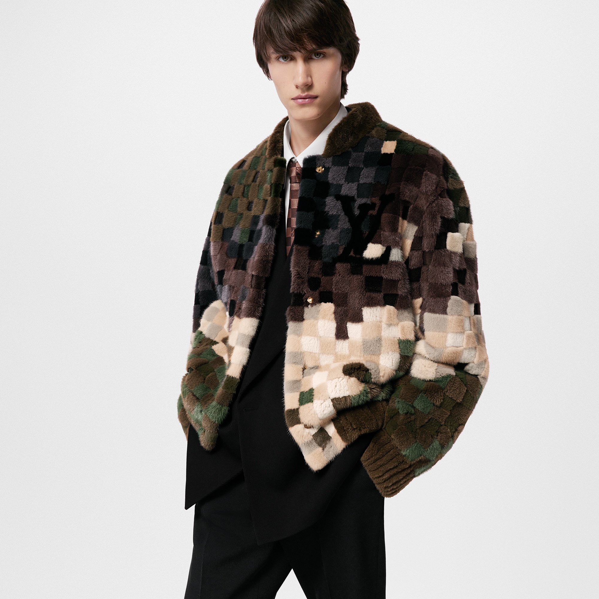 Cazadora Damier de visón  Hombre Prêt-à-Porter Cazadoras y abrigos | LOUIS VUITTON (Zoom de producto)