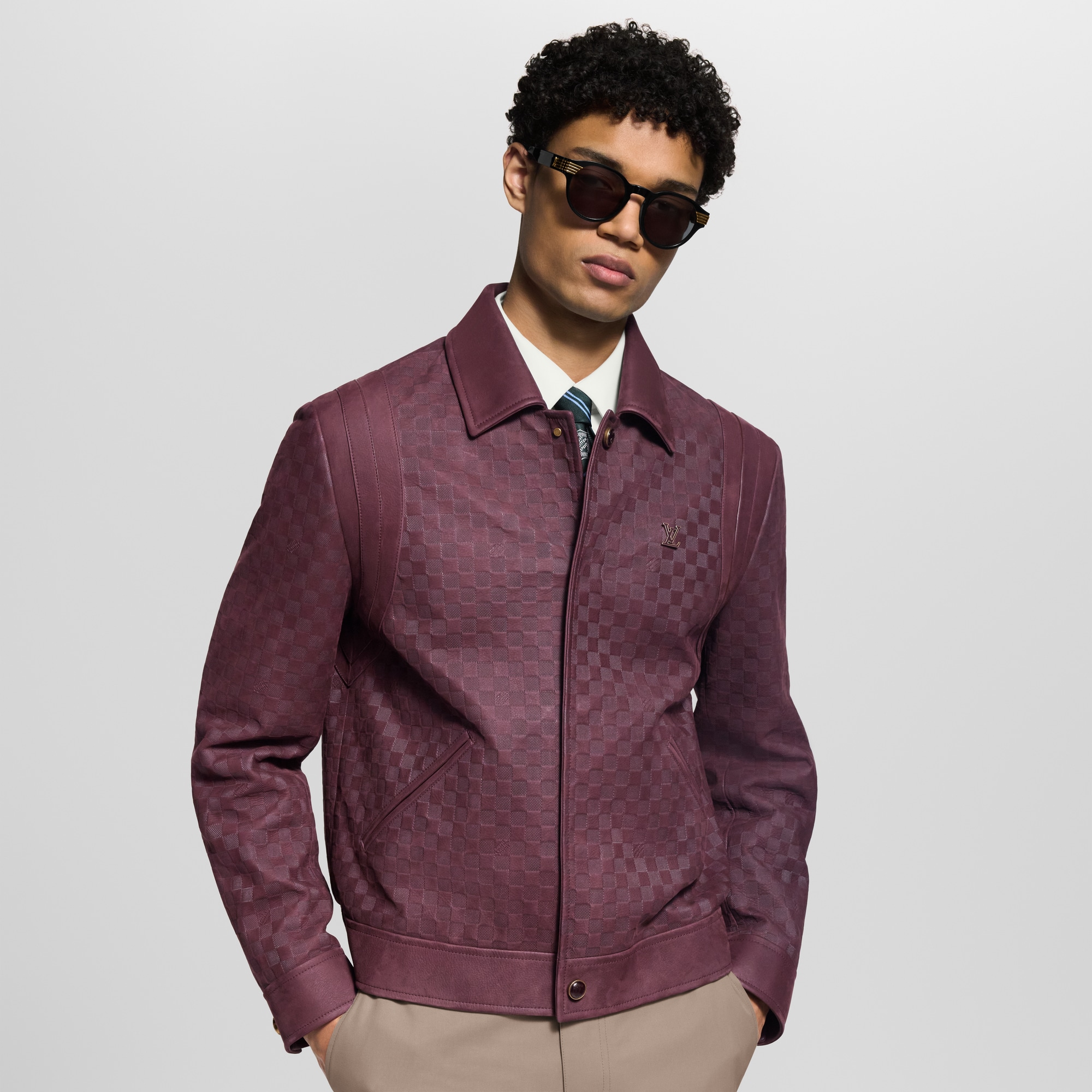 Cazadora de piel Damier  Hombre Prêt-à-Porter Cazadoras y abrigos | LOUIS VUITTON (Zoom de producto)