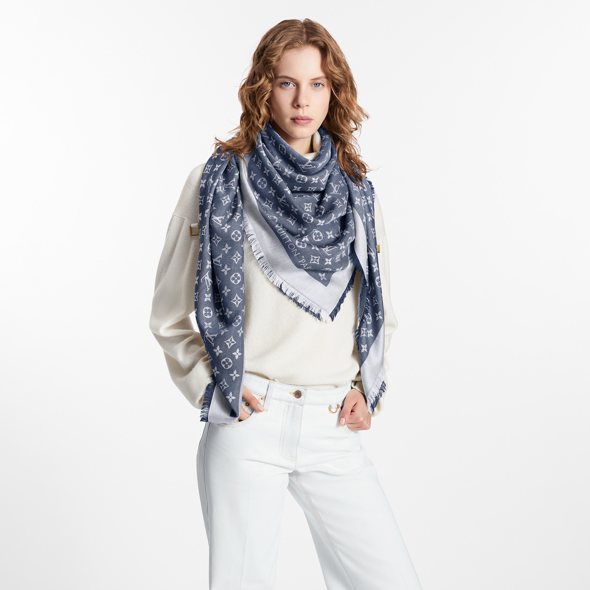 Chal Monogram Denim S00 Mujer Accesorios Chales y estolas | LOUIS VUITTON (Zoom de producto)