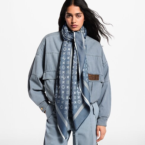 Chal Monogram Denim S00 Mujer Accesorios Chales | LOUIS VUITTON (Zoom de producto)