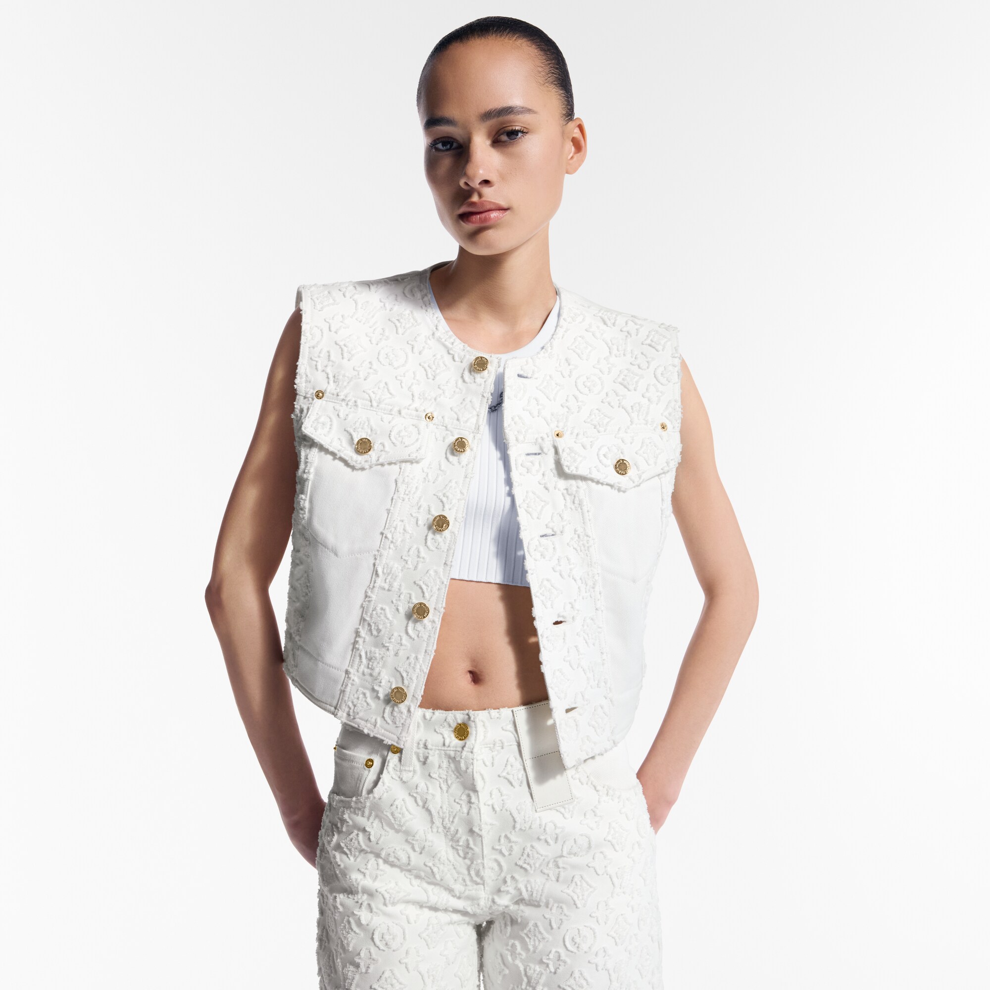 Chaleco vaquero Monogram en fil coupé  Mujer Prêt-à-Porter Abrigos y chaquetas | LOUIS VUITTON (Zoom de producto)