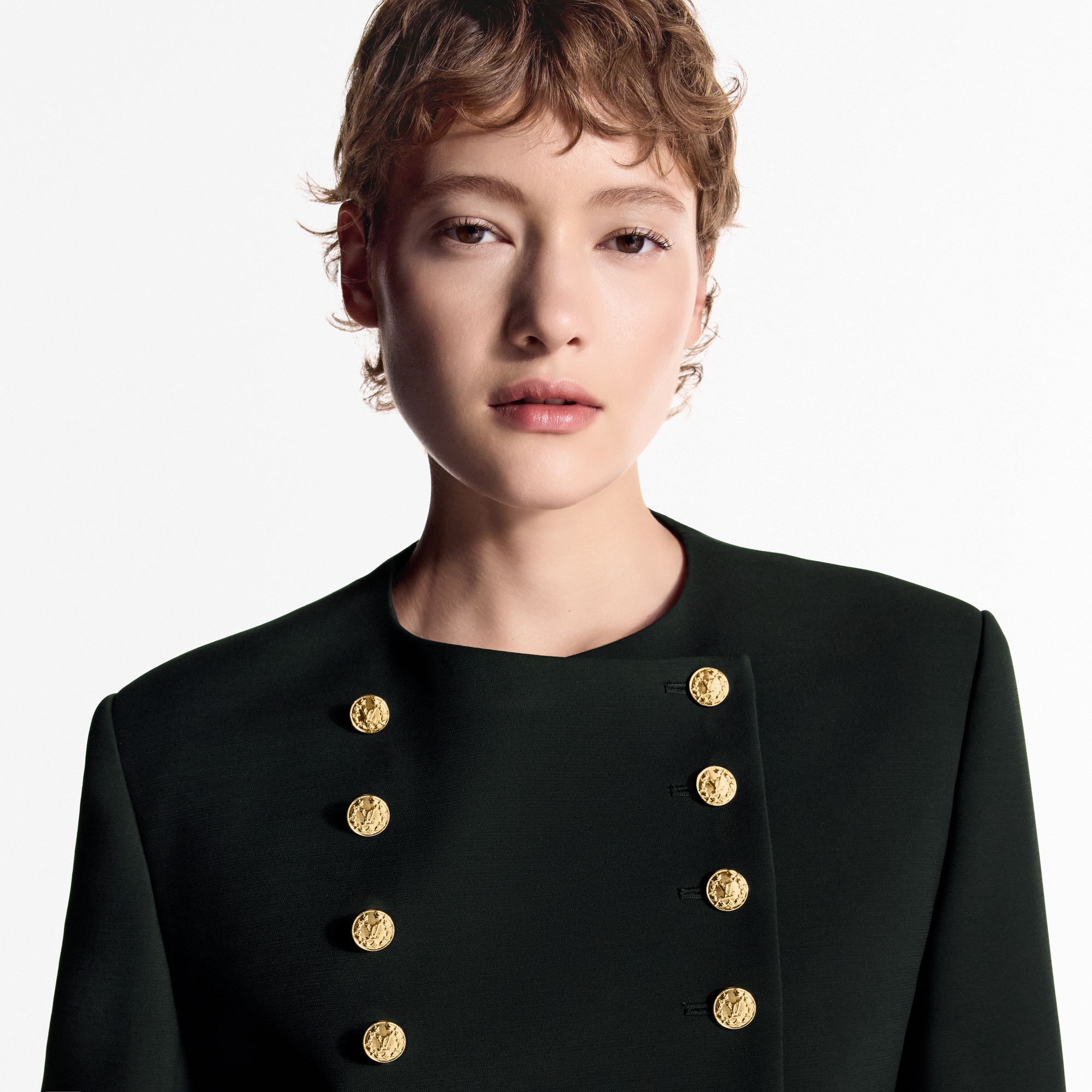 Chaqueta cropped con ribete de botones  Mujer Prêt-à-Porter Abrigos y chaquetas | LOUIS VUITTON (Zoom de producto)