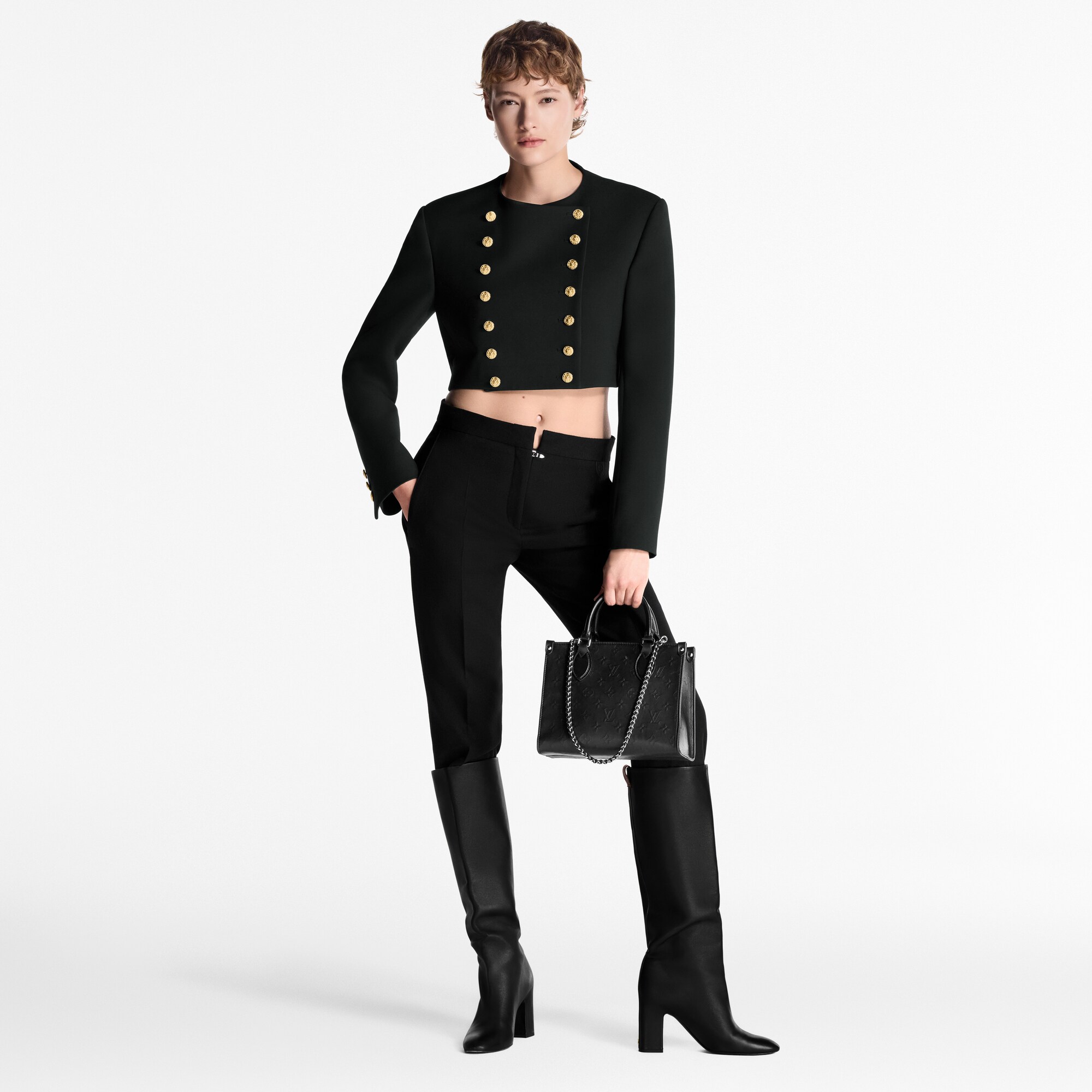 Chaqueta cropped con ribete de botones  Mujer Prêt-à-Porter Abrigos y chaquetas | LOUIS VUITTON (Zoom de producto)