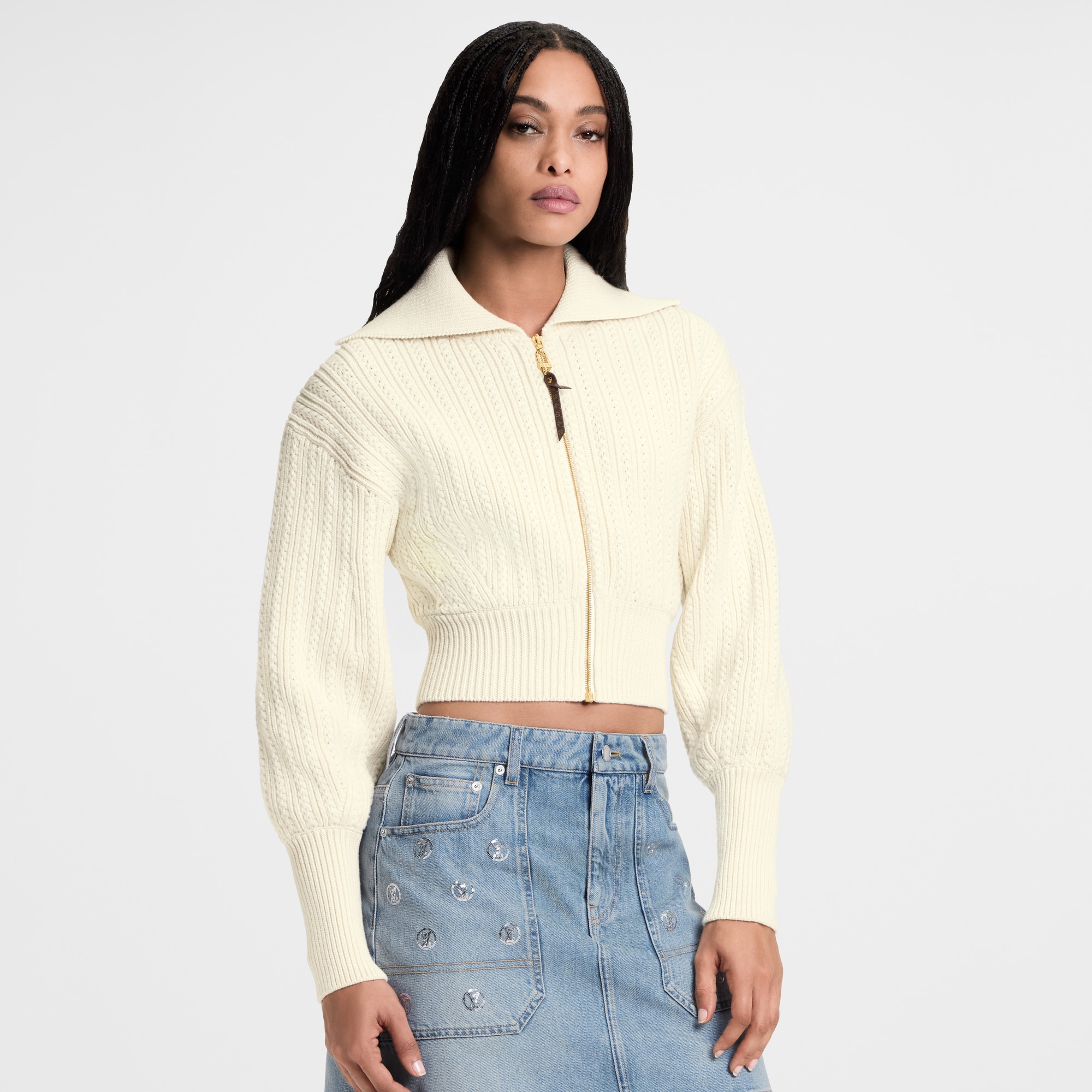 Chaqueta cropped de punto acanalado  Mujer Prêt-à-Porter Abrigos y chaquetas | LOUIS VUITTON (Zoom de producto)