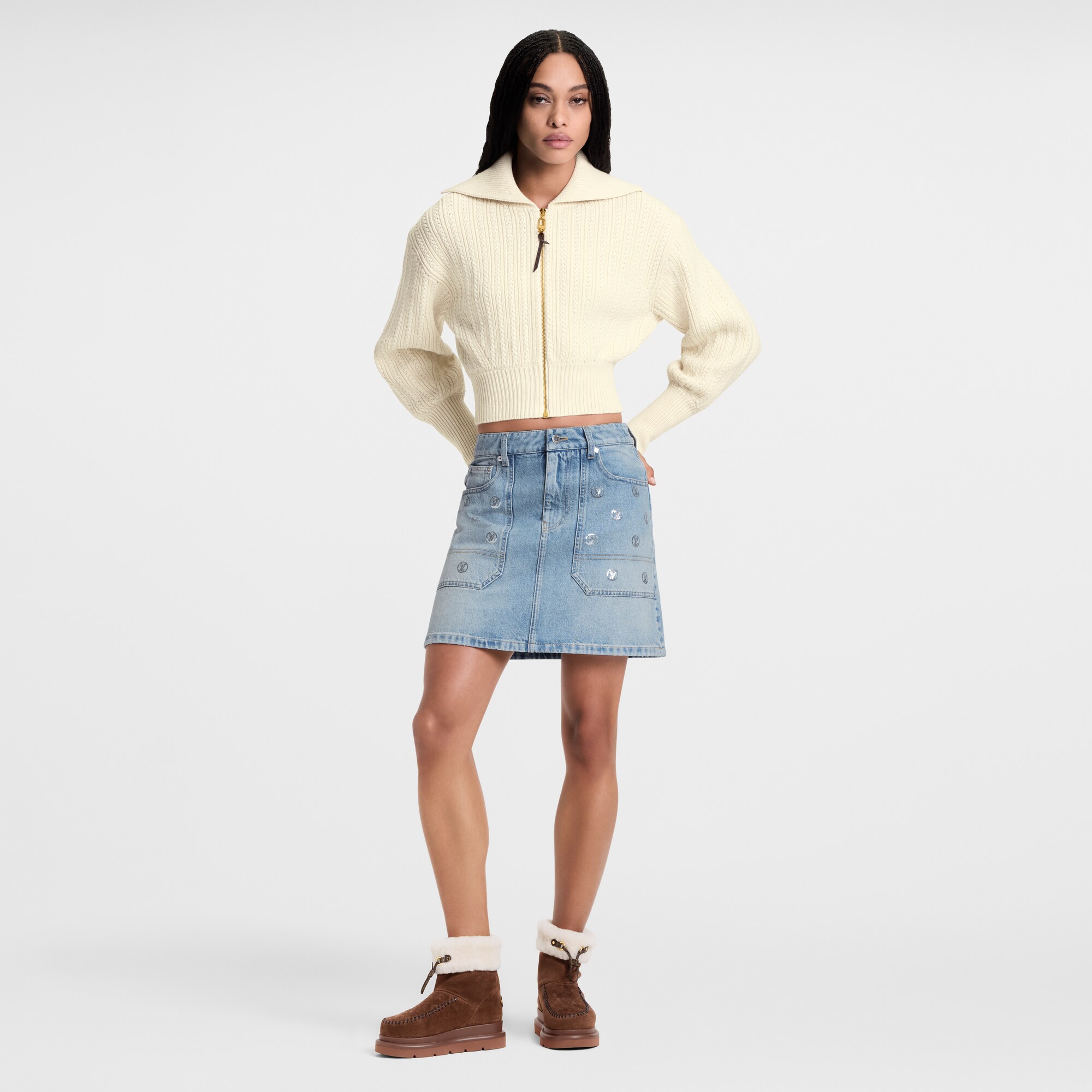 Chaqueta cropped de punto acanalado  Mujer Prêt-à-Porter Abrigos y chaquetas | LOUIS VUITTON (Zoom de producto)