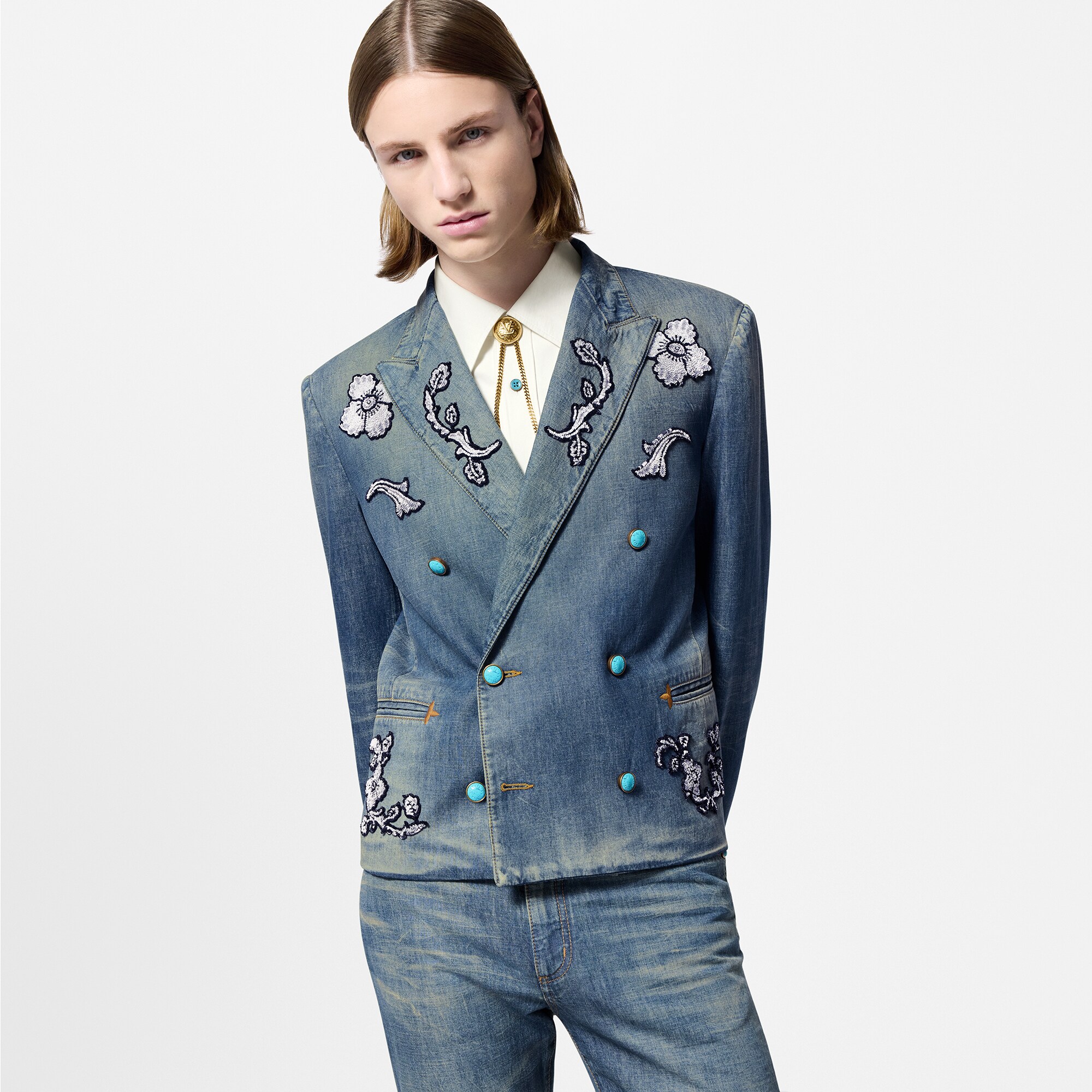 Chaqueta de doble botonadura en chambray de algodón  Hombre Prêt-à-Porter Americanas y chaquetas | LOUIS VUITTON (Zoom de producto)