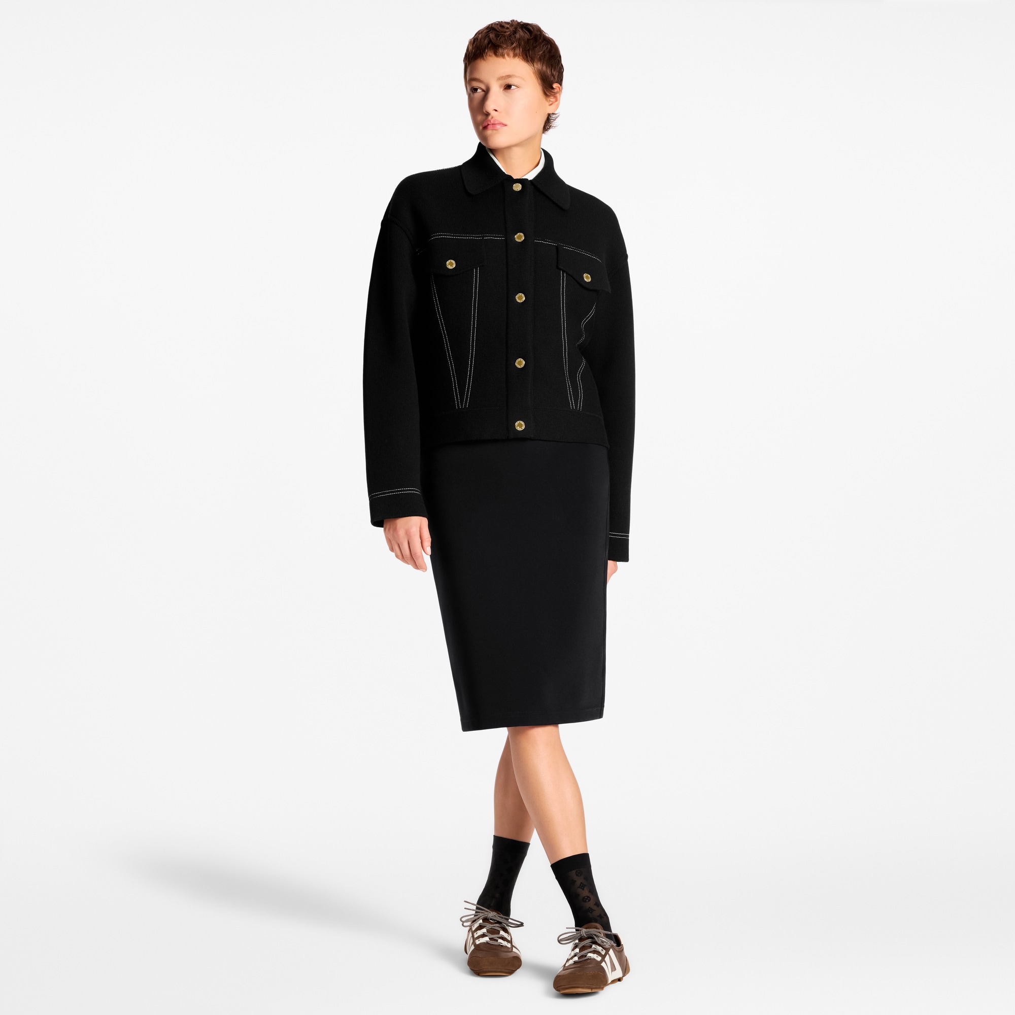 Chaqueta de punto con efecto denim  Mujer Prêt-à-Porter Abrigos y chaquetas | LOUIS VUITTON (Zoom de producto)