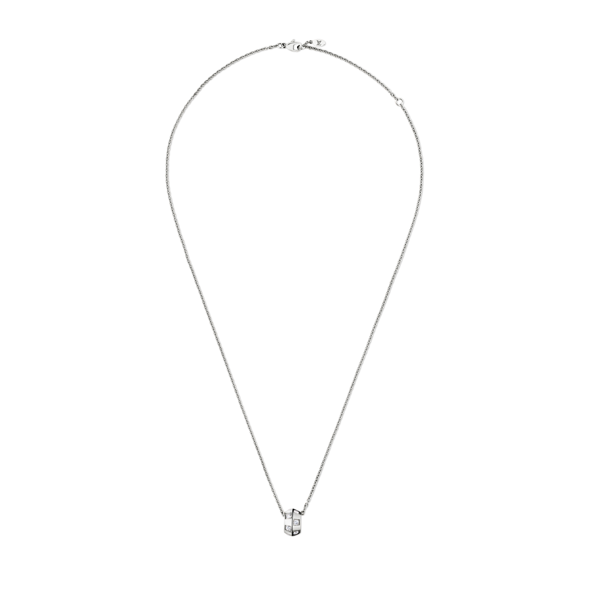 Colgante Le Damier de Louis Vuitton de oro blanco y diamantes  Joyería Categorías Collares y colgantes | LOUIS VUITTON (Zoom de producto)