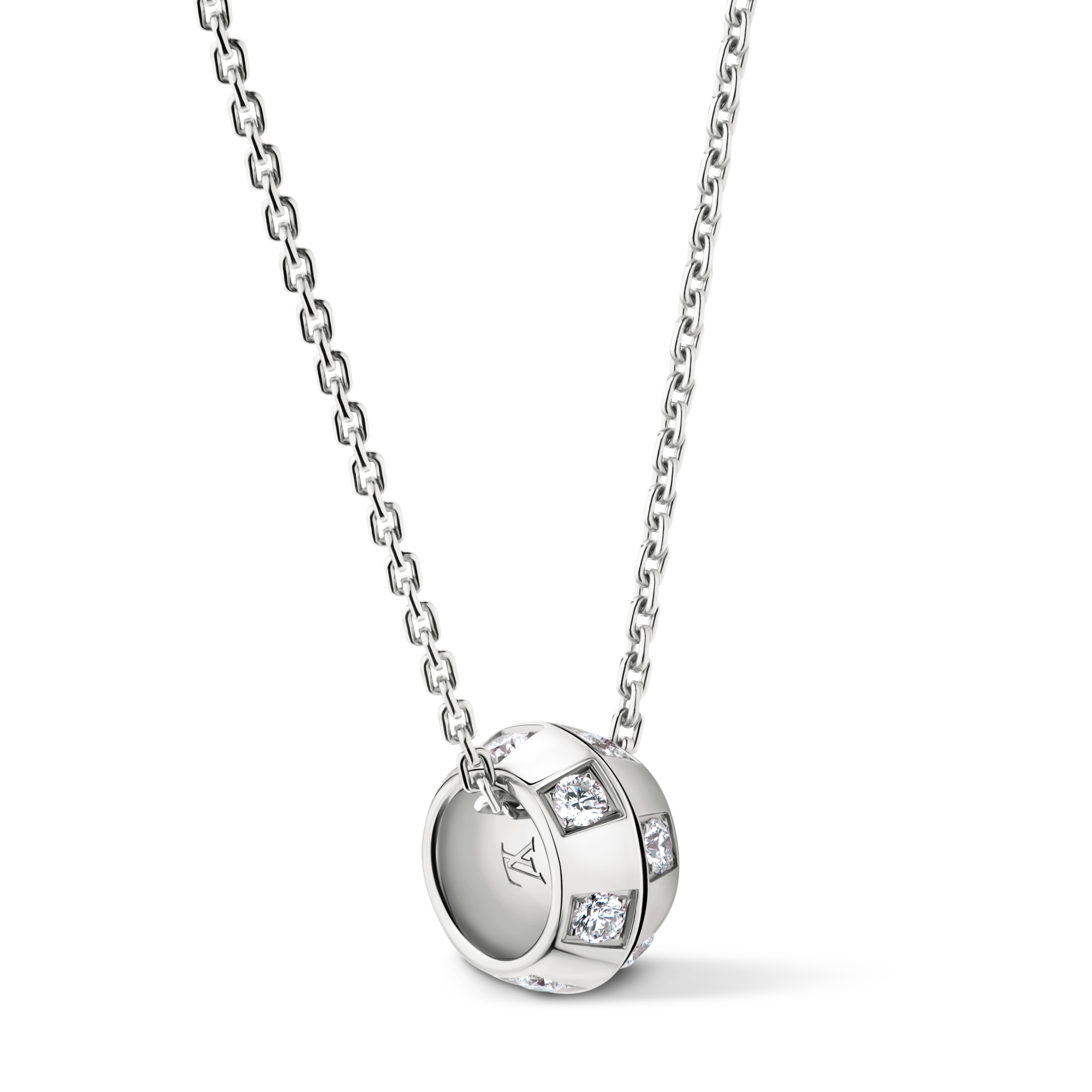 Colgante Le Damier de Louis Vuitton de oro blanco y diamantes  Joyería Categorías Collares y colgantes | LOUIS VUITTON (Zoom de producto)