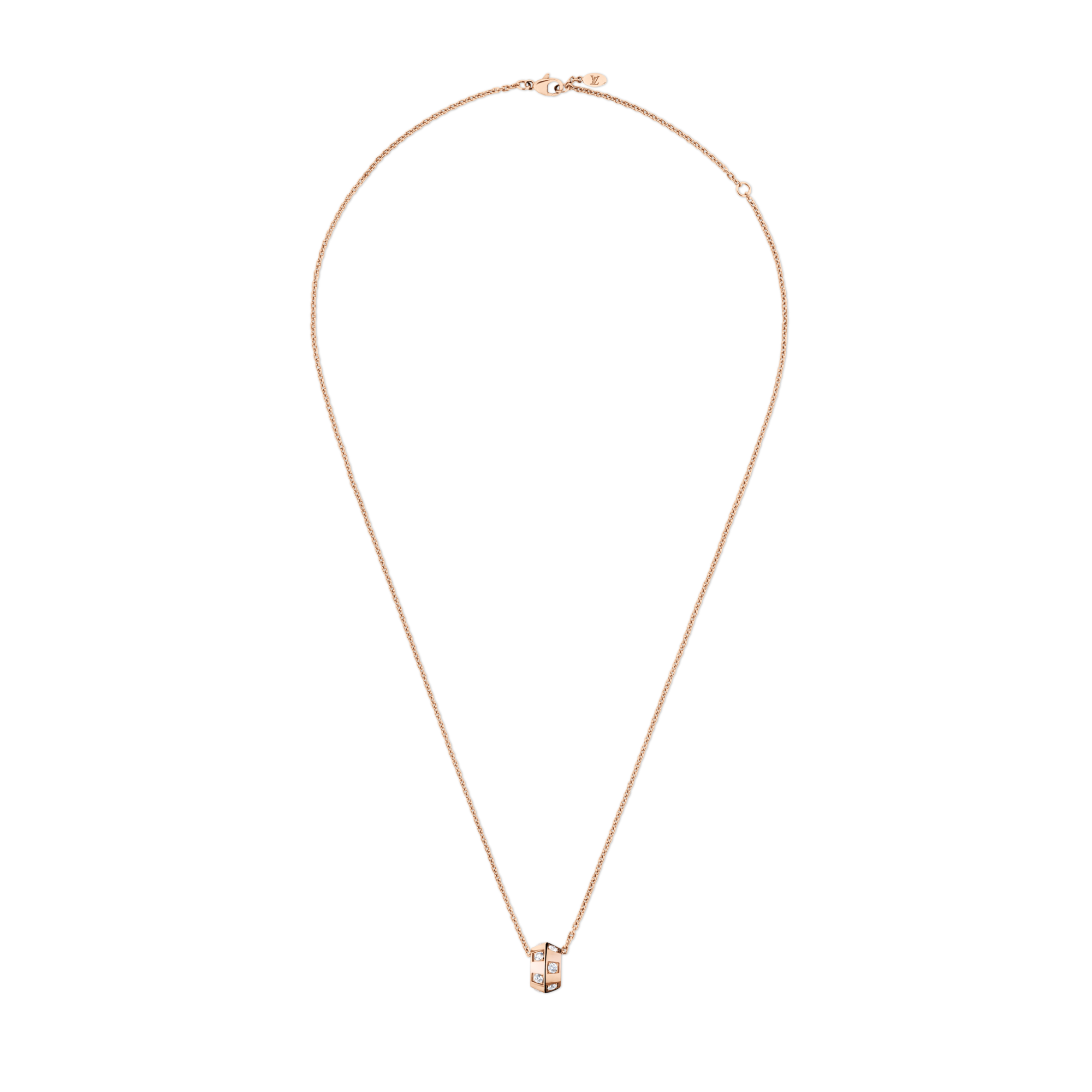 Colgante Le Damier de Louis Vuitton de oro rosa y diamantes  Joyería Categorías Collares y colgantes | LOUIS VUITTON (Zoom de producto)