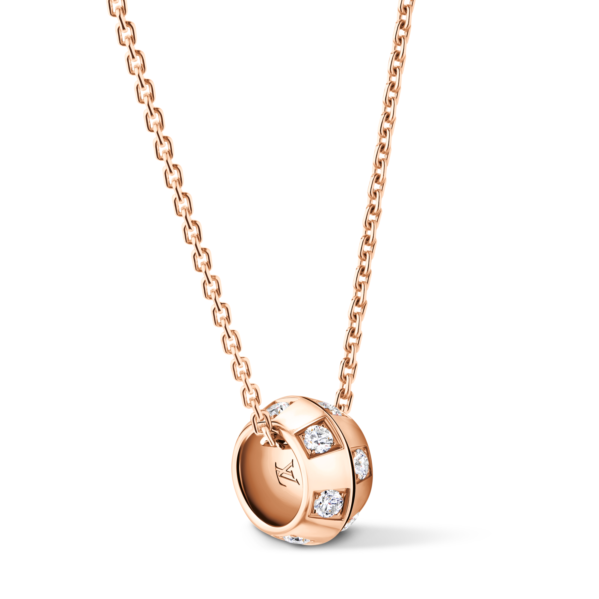 Colgante Le Damier de Louis Vuitton de oro rosa y diamantes  Joyería Categorías Collares y colgantes | LOUIS VUITTON (Zoom de producto)
