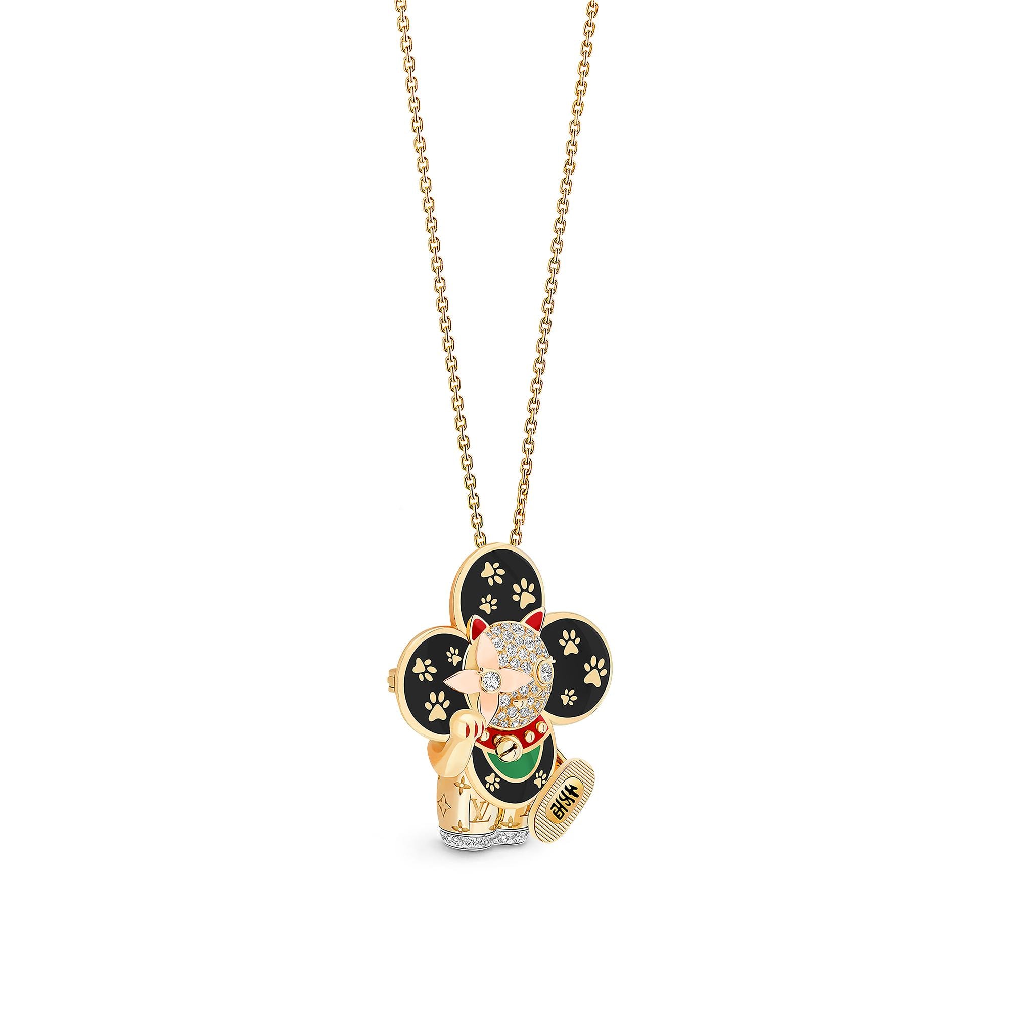 Colgante Vivienne Maneki Neko de tres oros, laca y diamantes  Joyería Categorías Collares y colgantes | LOUIS VUITTON (Zoom de producto)