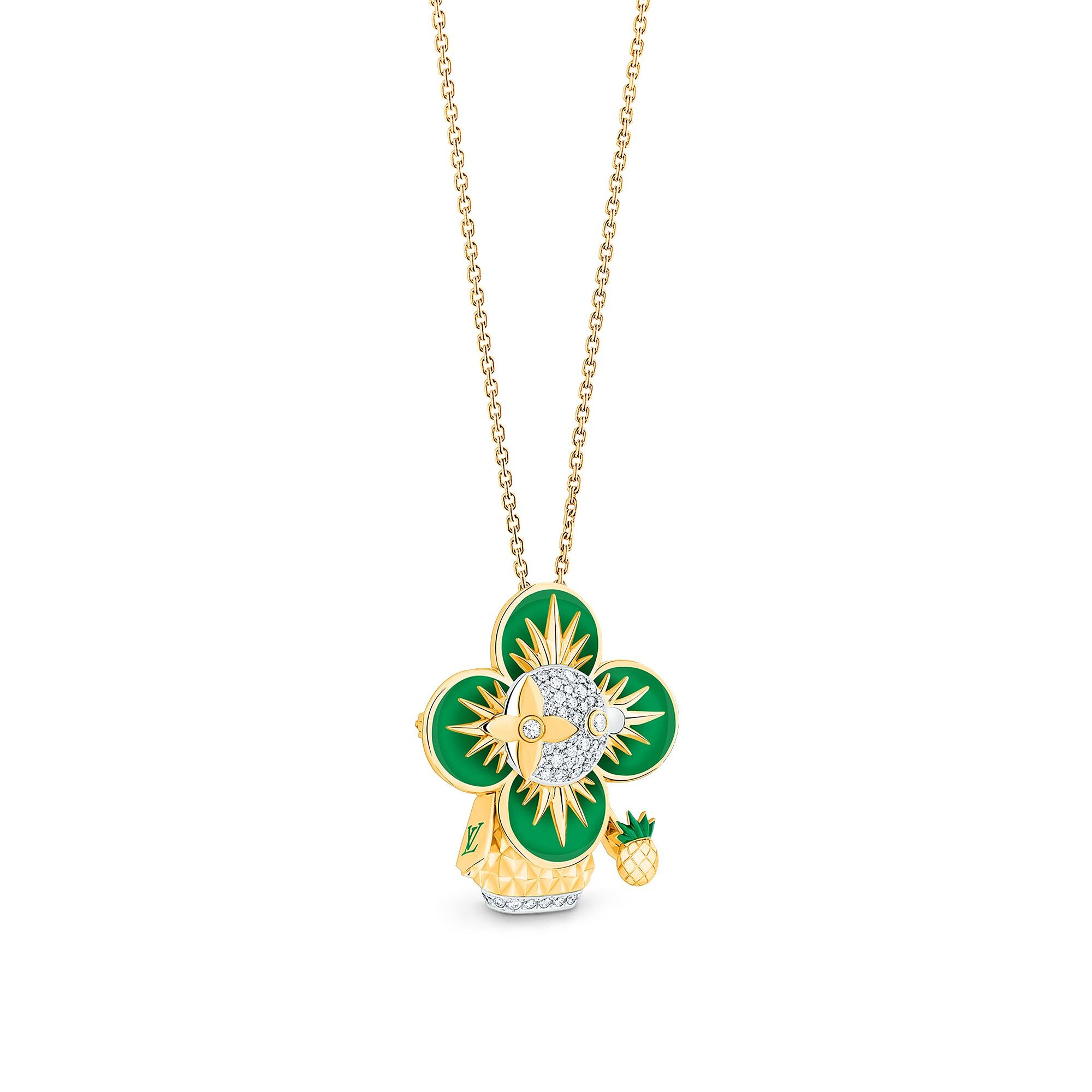 Colgante Vivienne Pineapple de oro amarillo, oro blanco, laca y diamantes  Joyería Categorías Collares y colgantes | LOUIS VUITTON (Zoom de producto)