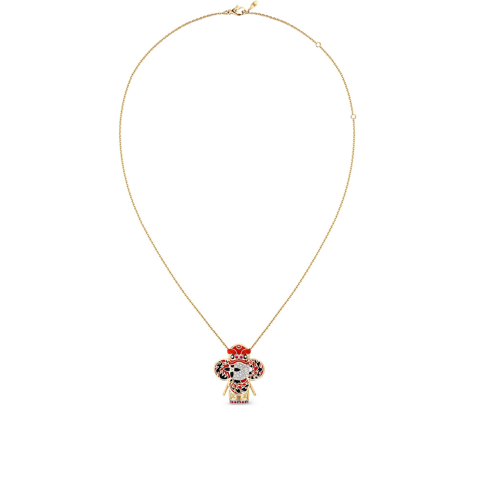 Colgante Vivienne Red Lion Dance de oro amarillo, oro blanco, laca, diamantes y piedras preciosas rojas  Joyería Categorías Collares y colgantes | LOUIS VUITTON (Zoom de producto)