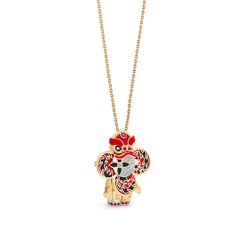 Colgante Vivienne Red Lion Dance de oro amarillo, oro blanco, laca, diamantes y piedras preciosas rojas Joyería Categorías Collares y colgantes | LOUIS VUITTON (Zoom de producto)