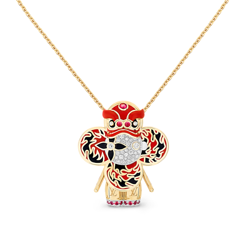 Colgante Vivienne Red Lion Dance de oro amarillo, oro blanco, laca, diamantes y piedras preciosas rojas Joyería Categorías Collares y colgantes | LOUIS VUITTON (Zoom de producto)
